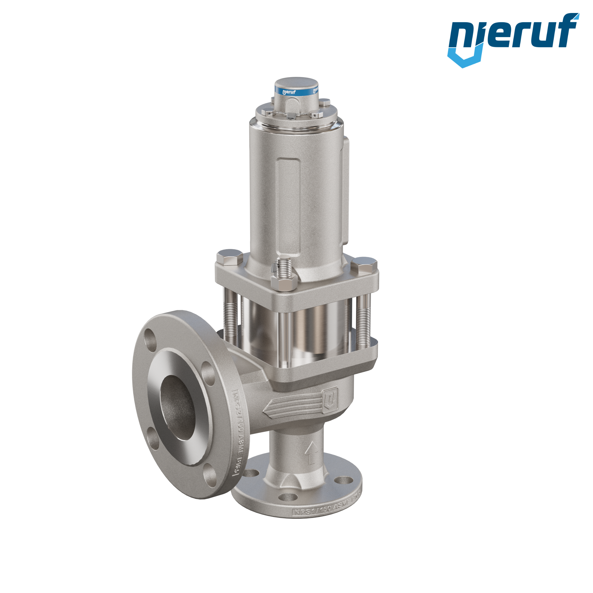 valvola di sicurezza flangiata ASME fluidi liquidi a tenuta di gas con manicotto di tenuta ANSI 150 DN25 1" x 2" SF07 acciaio, FFKM, senza dispositivo di sollevamento