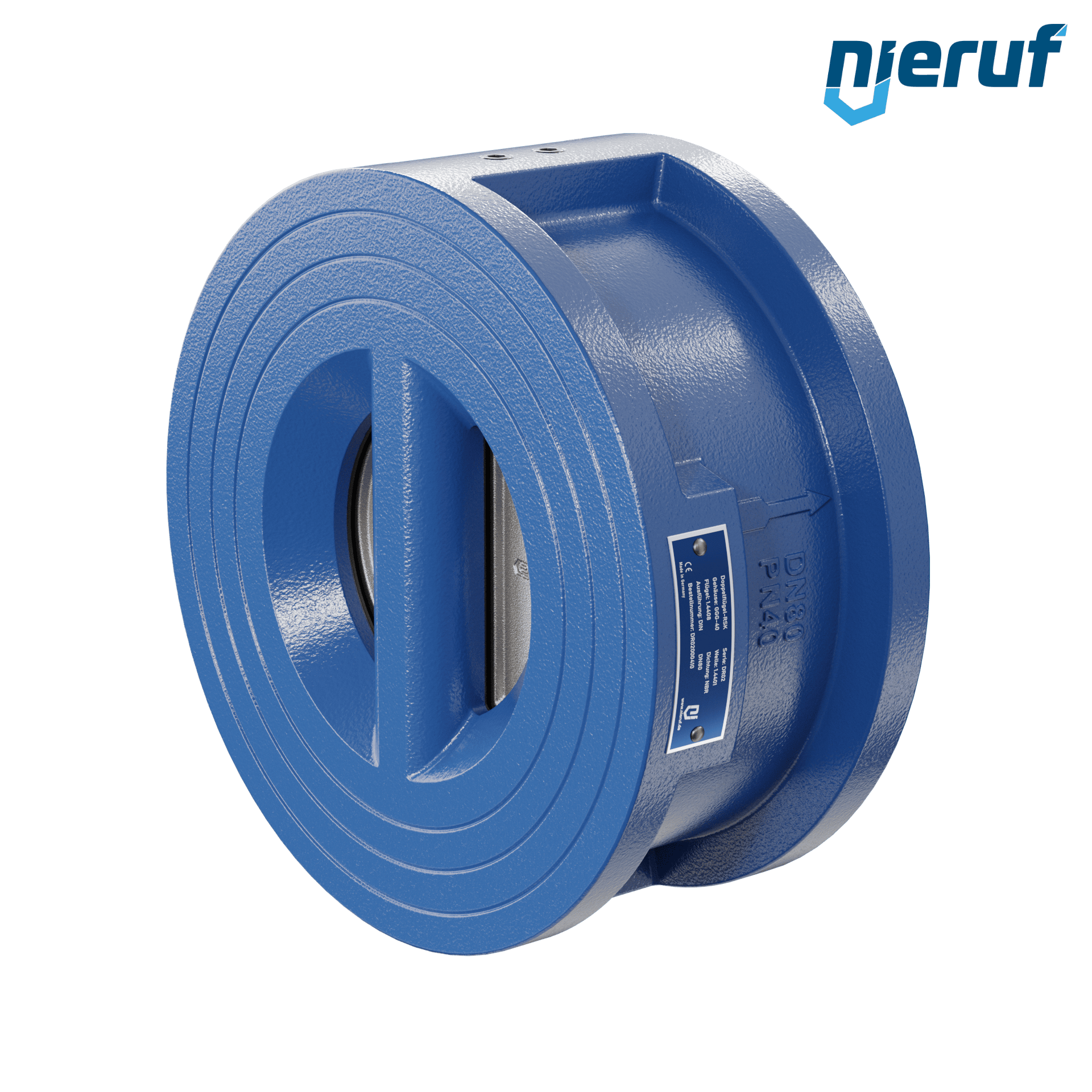valvola di ritegno a doppio battente DN80 DR02 GGG40 NBR
