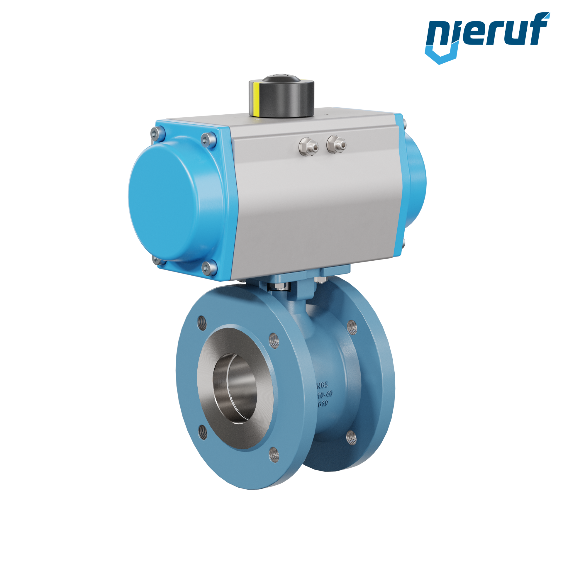 valvola a sfera flangiata dal design compatto DN65 PK06 azionamento rotativo pneumatico a semplice effetto apertura a molla