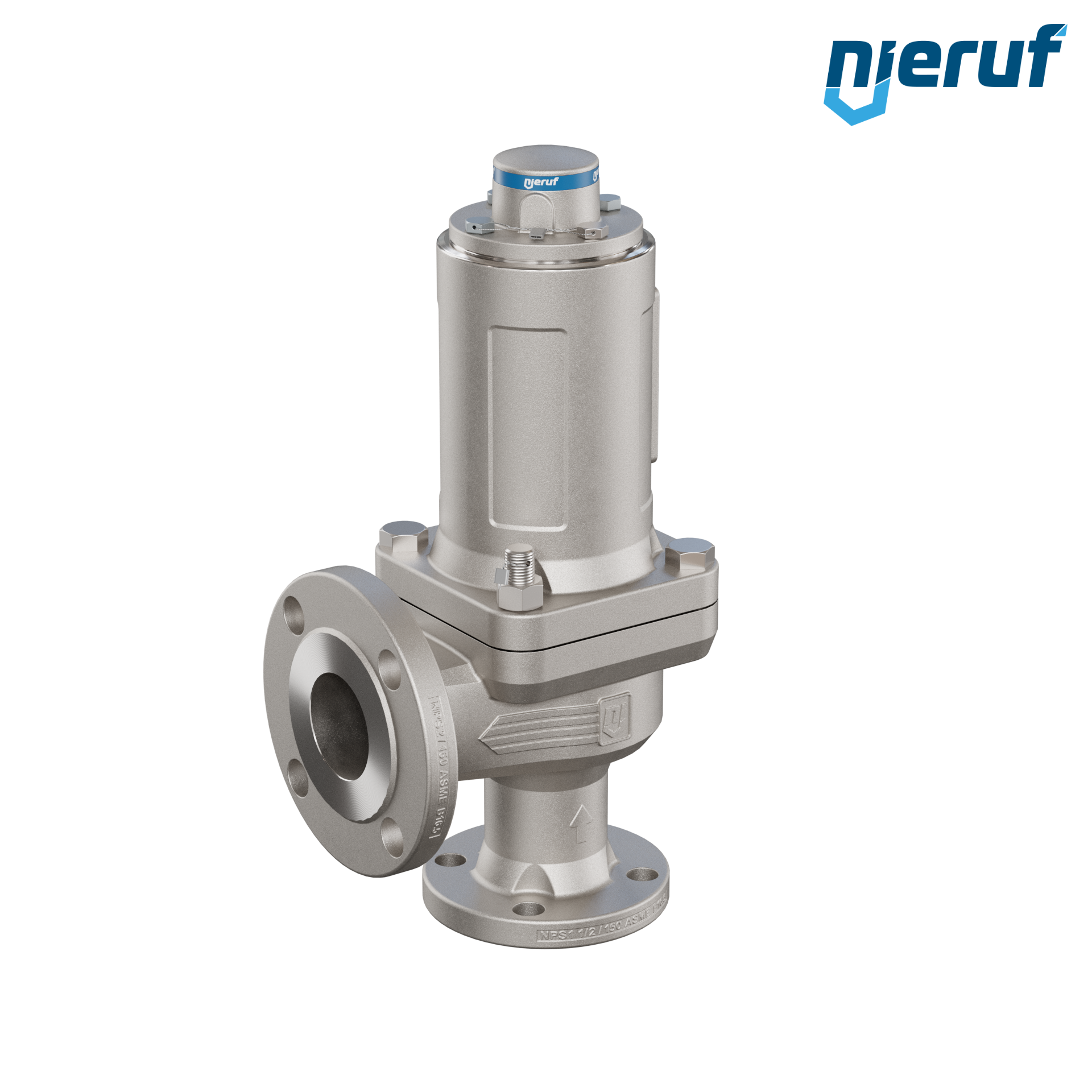 valvola di sicurezza flangiata ASME fluidi liquidi a tenuta di gas ANSI 150 DN32 1 1/2" x 2" SF07, acciaio, FFKM, senza dispositivo di sollevamento