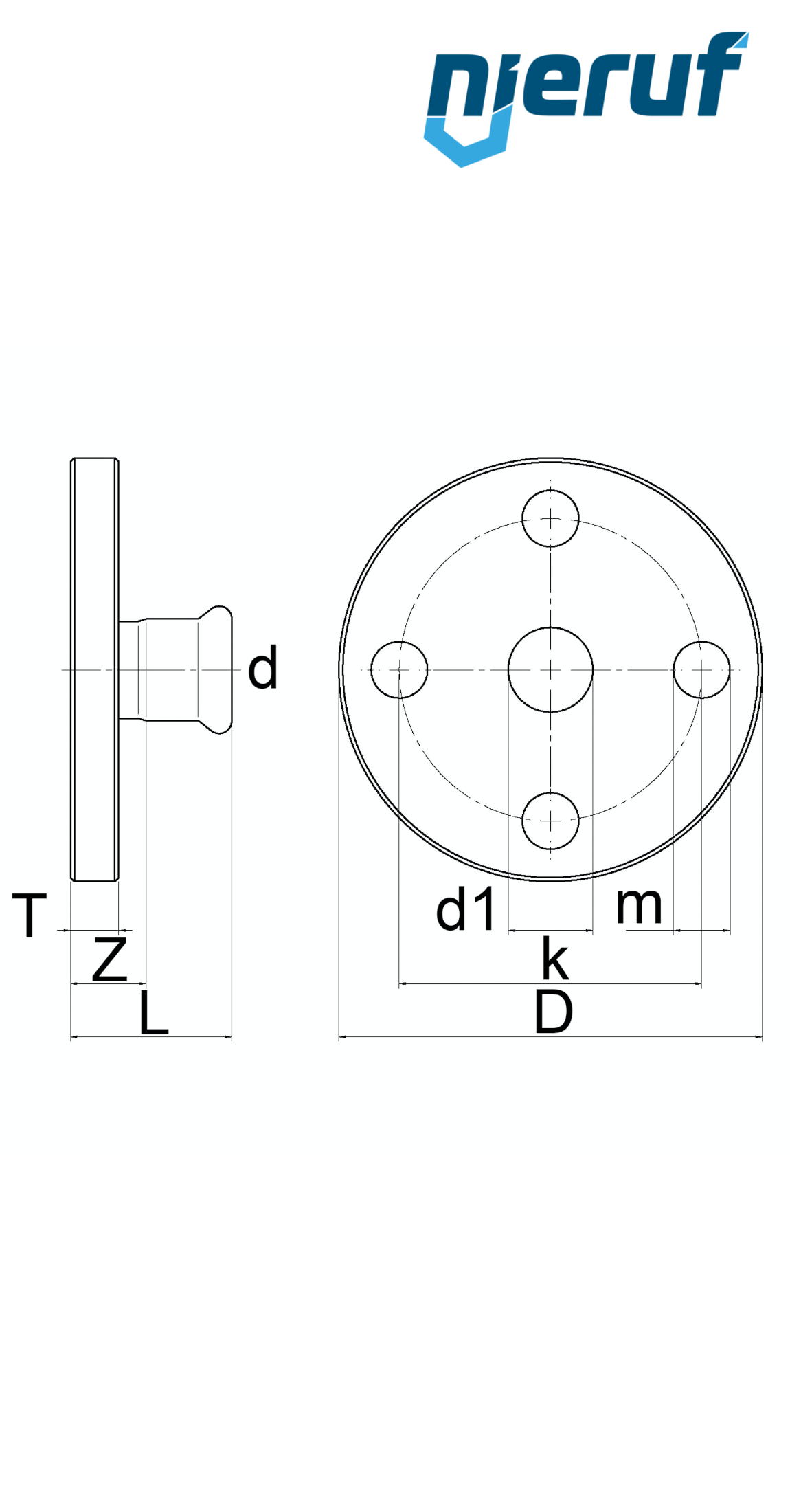 Brida de transición Pressfitting H DN40 - 42,0 mm Acero inoxidable
