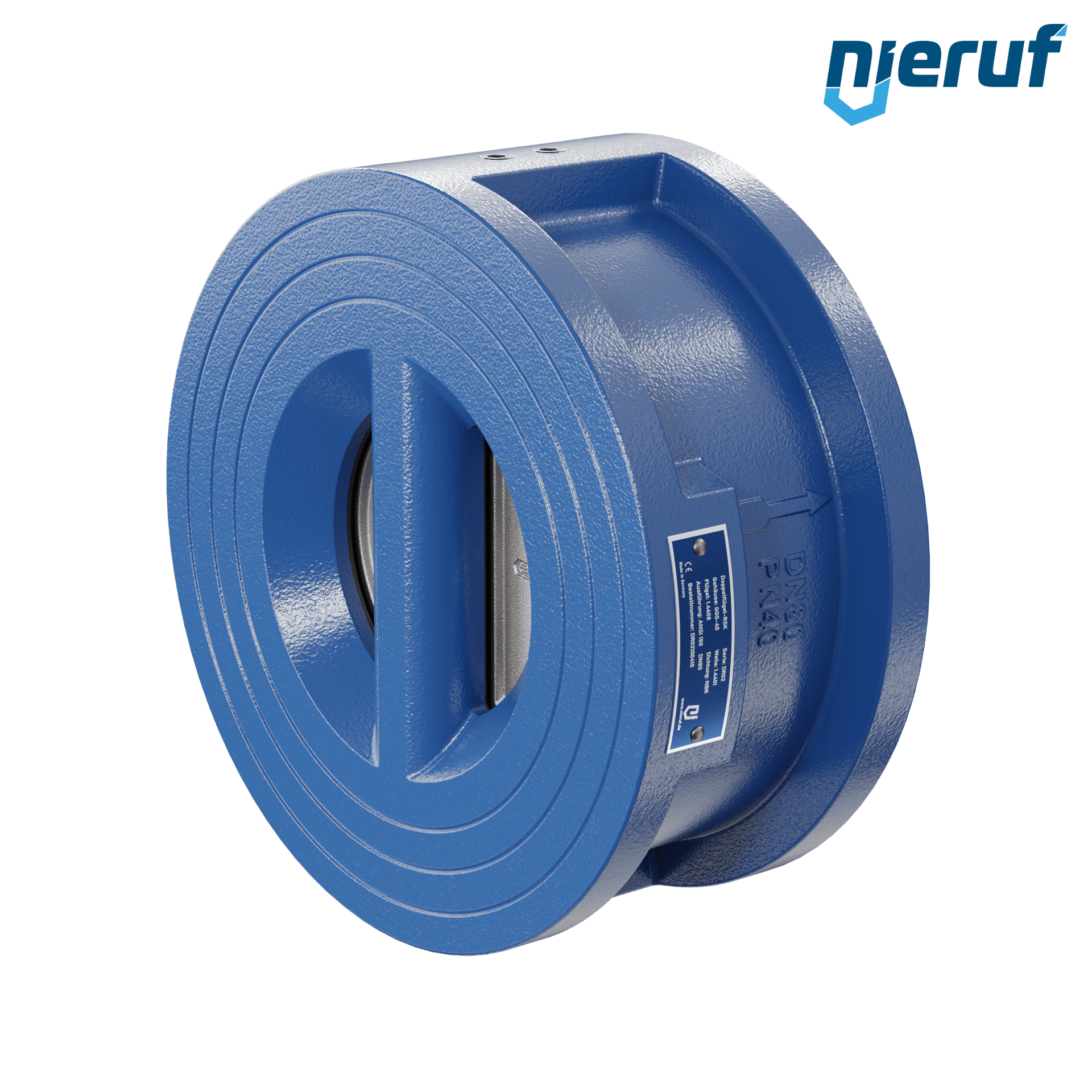 valvola di ritegno a doppio battente DN80 ANSI150 DR02 ANSI 150 GGG40 con rivestimento epossidico blu 180µm  NBR