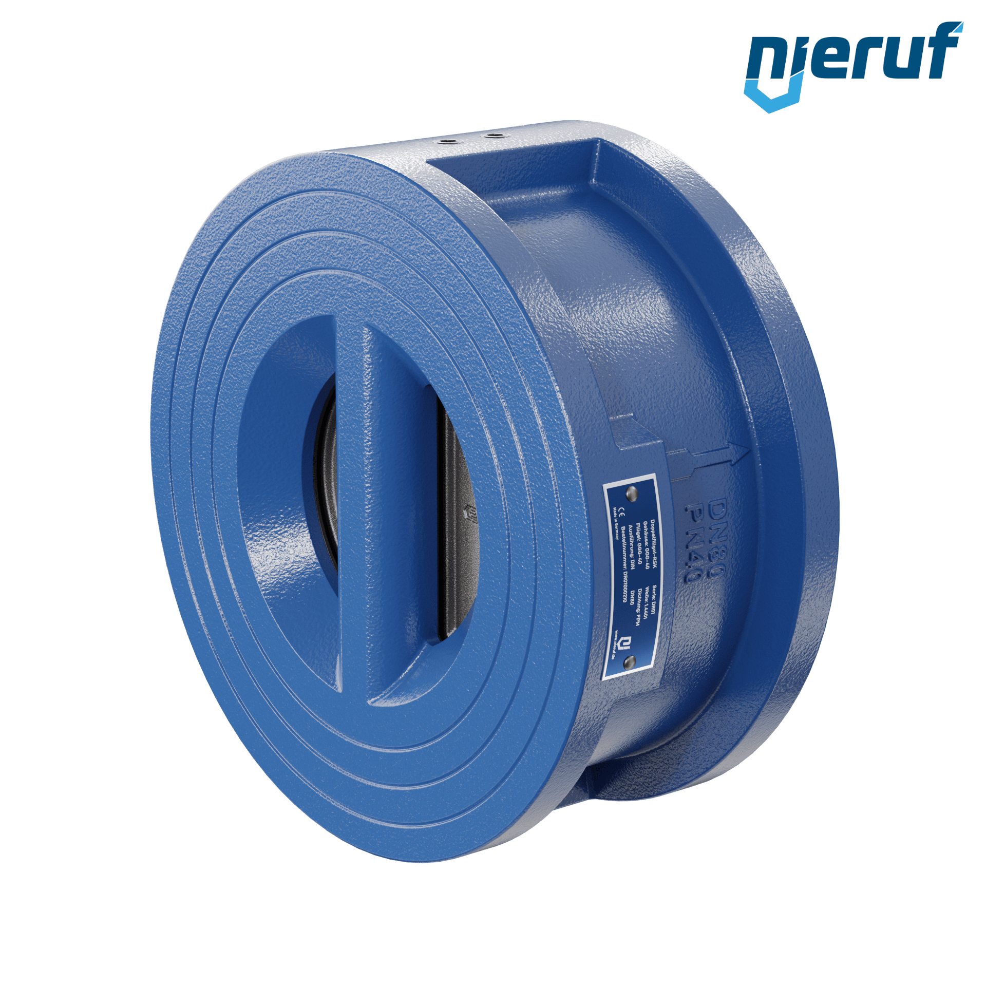 valvola di ritegno a doppio battente DN80 DR01 GGG40 FKM (Viton)