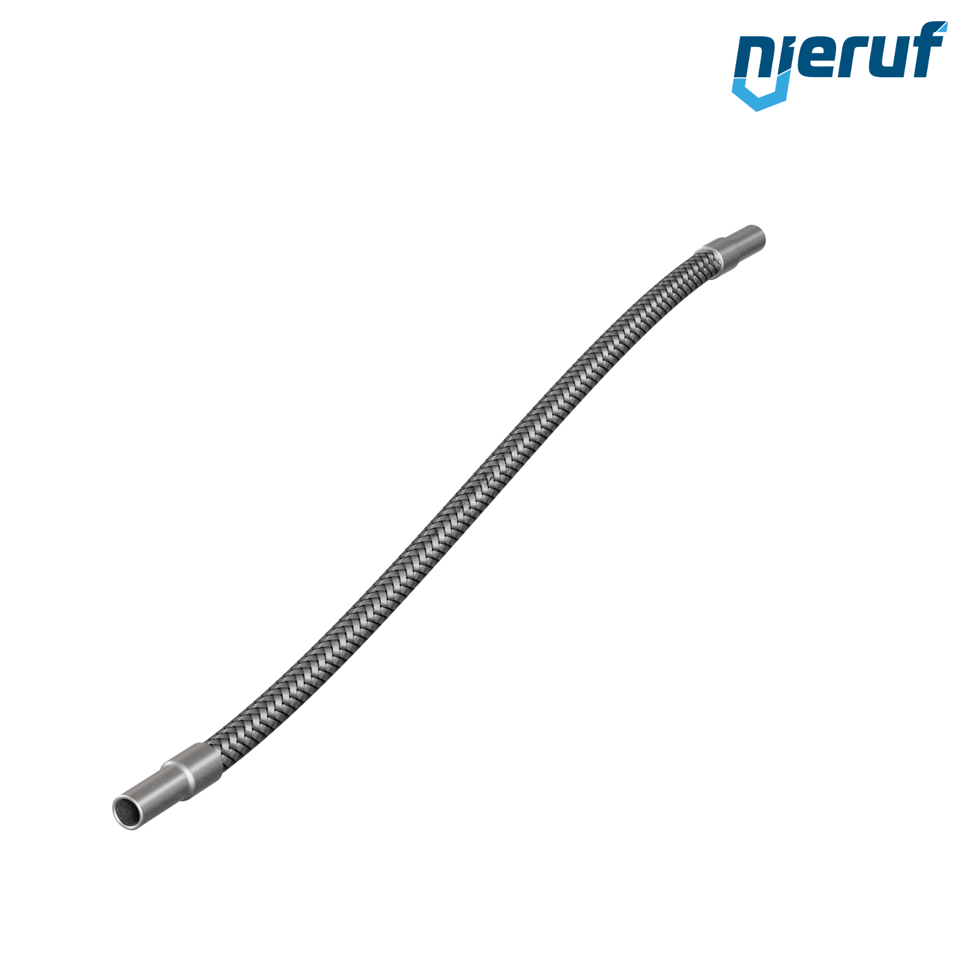 Tubo corrugato in acciaio inossidabile ES01 DN6 - 15.0 mm con treccia singola e estremità a saldare Lunghezza 1000 mm