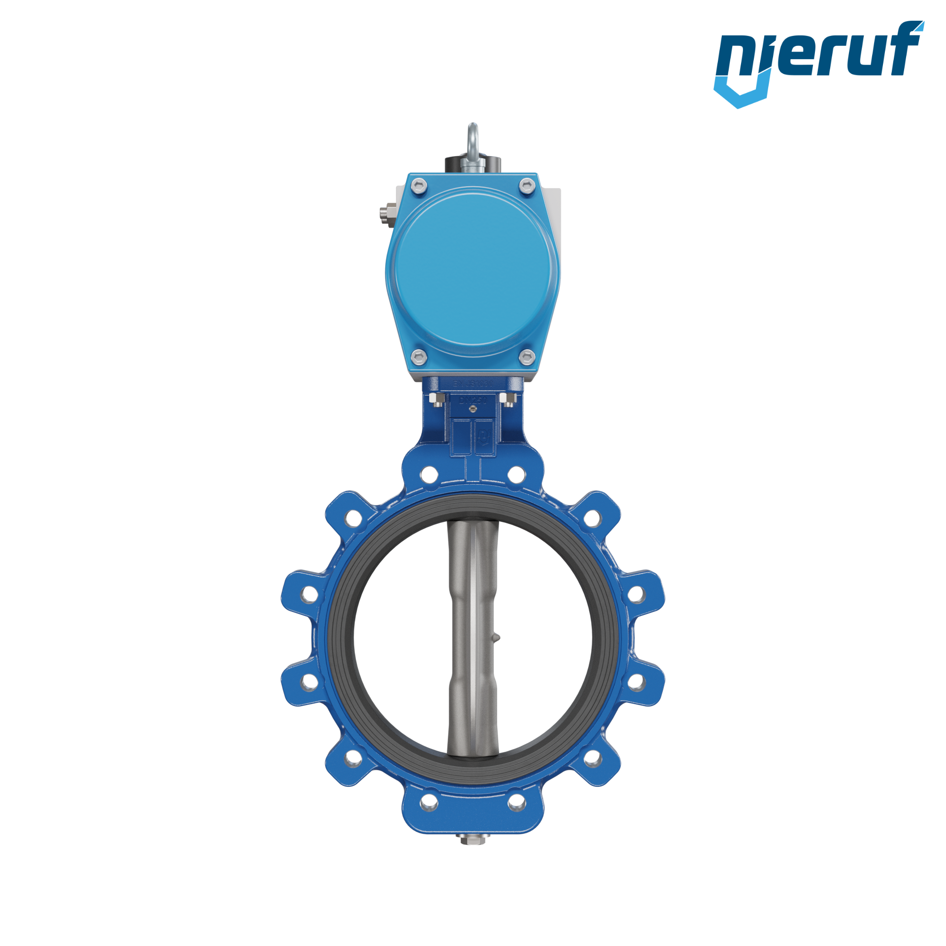 Butterfly valve DN 250 AK02 NBR-70-black DVGW gas pneumatic actuator single acting normally open