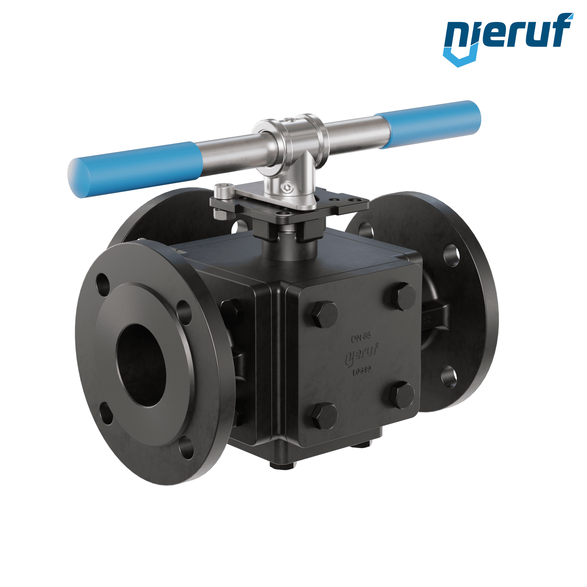 valvola a sfera flangiata a tre vie DN65 FK08 incavo a forma di T in acciaio fuso 1.0619