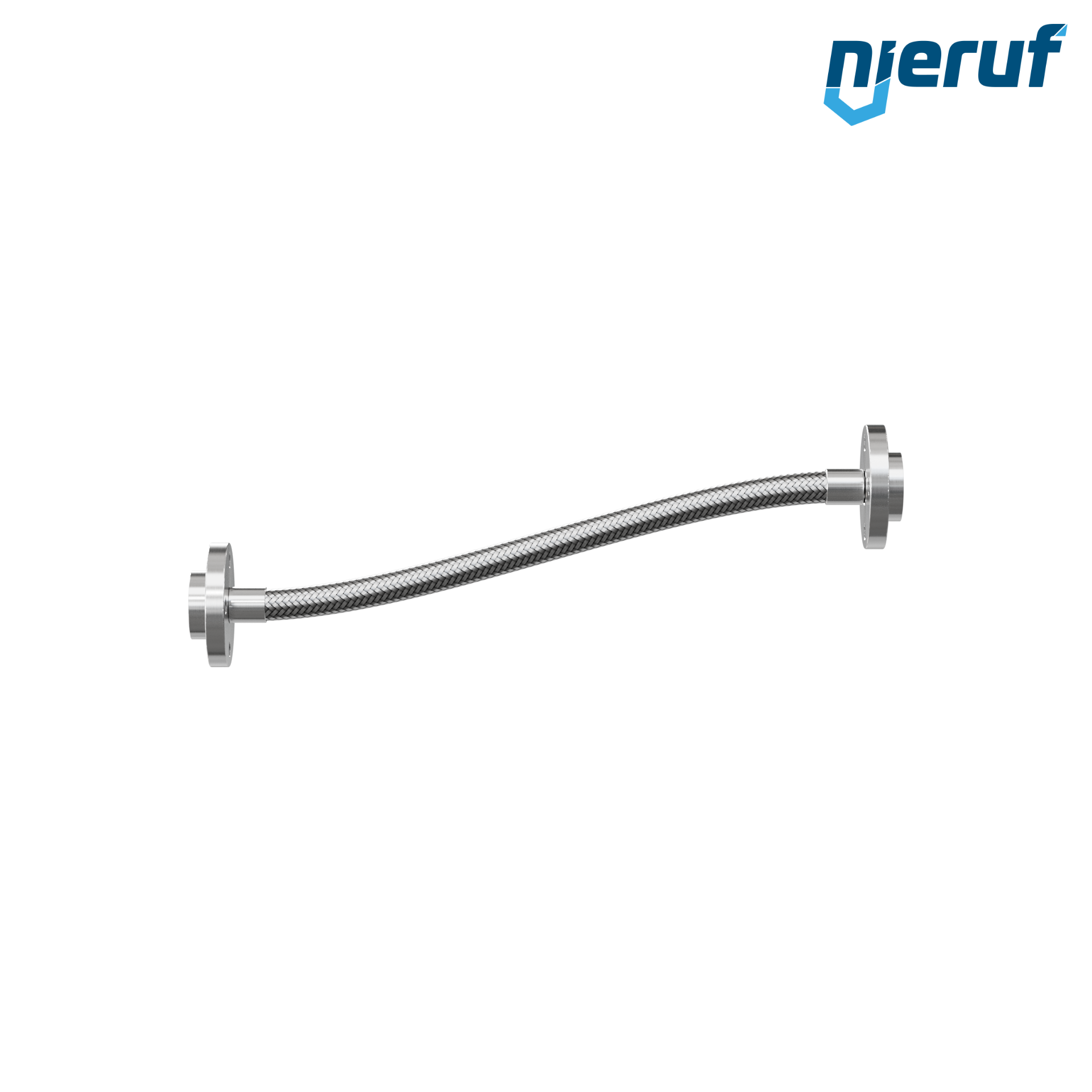Tubo corrugato in acciaio inossidabile ES01 DN20 - 3/4" pollici con treccia singola e flangia girevole Lunghezza 1000 mm