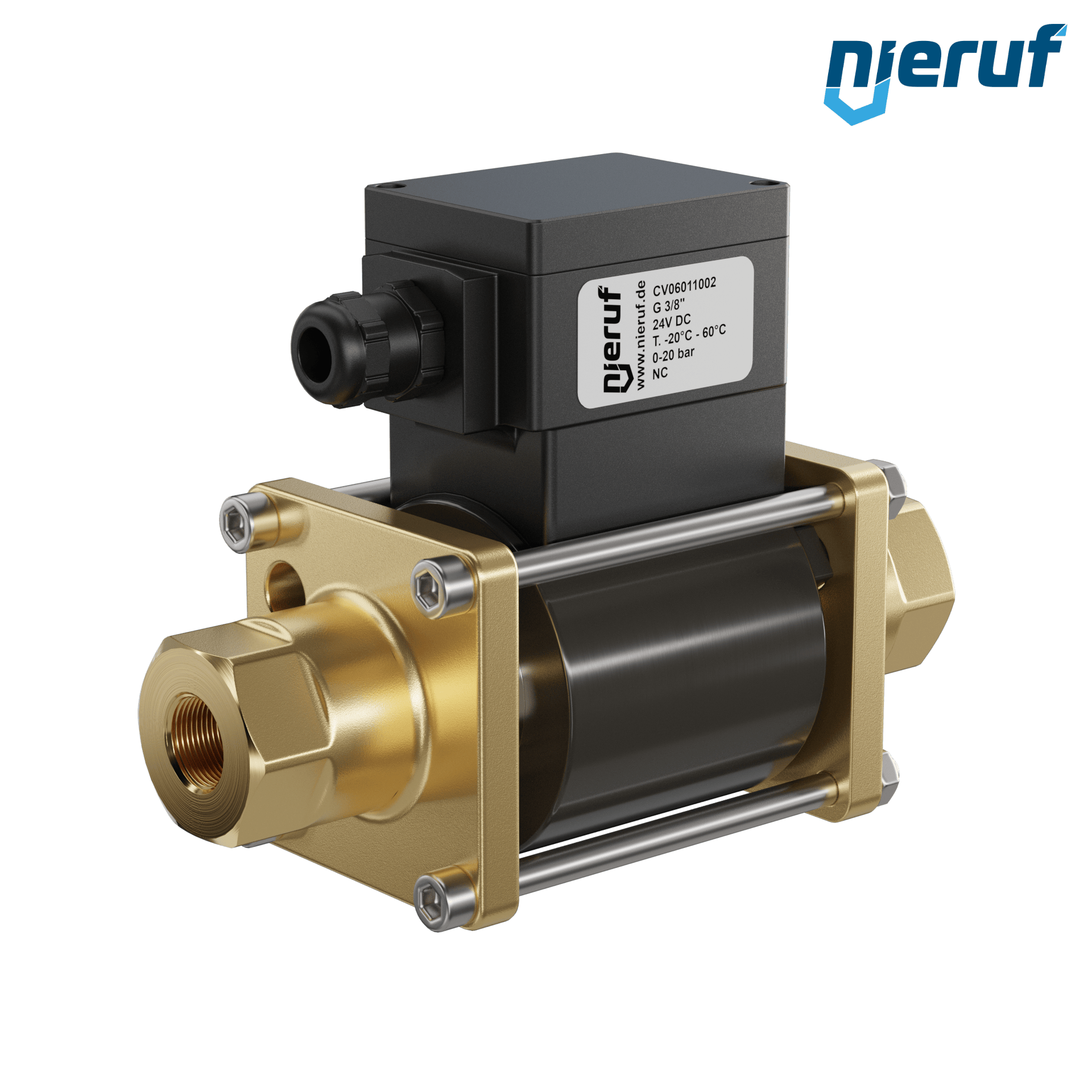 valvola coassiale ATEX CV06 3/8" pollici filettatura interna - DN10 ottone 24V DC NC - per applicazione con acqua