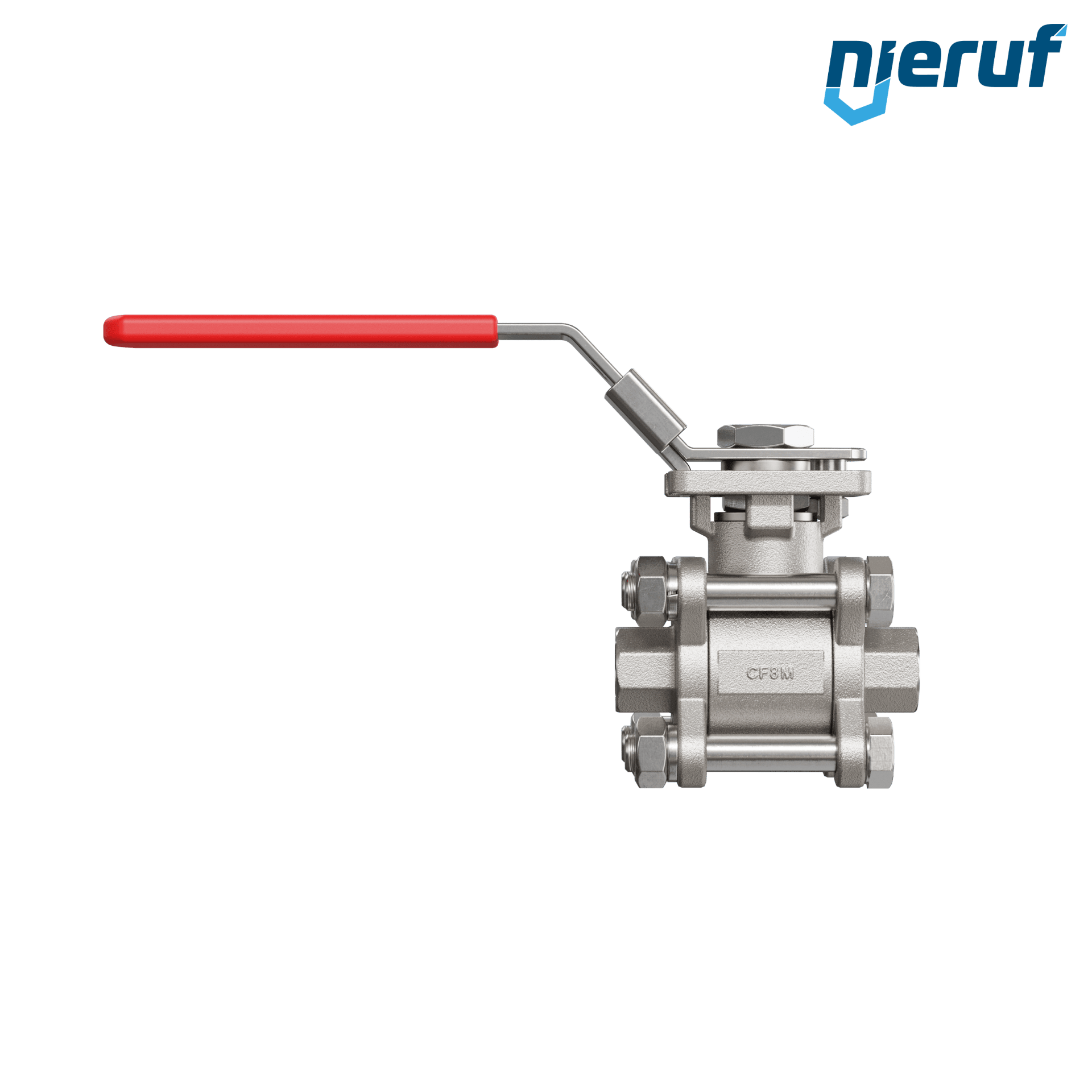 Valvola a sfera in acciaio inossidabile a 3 pezzi GK20 con una flangia per automazione conforme alla norma DIN ISO 5211 DN8 - 1/4" pollici filettatura interna