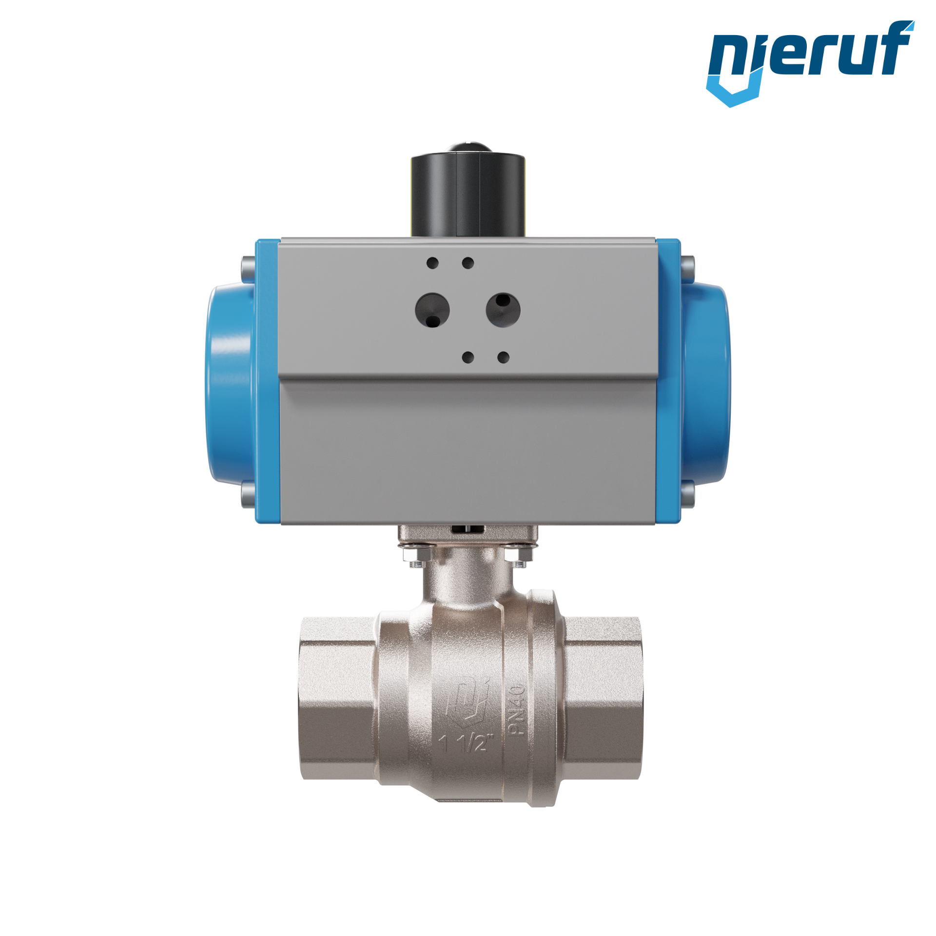 valvola a sfera automatica con manicotto DN40 - 1 1/2" pollici azionamento rotativo pneumatico a effetto semplice apertura a molla PK01