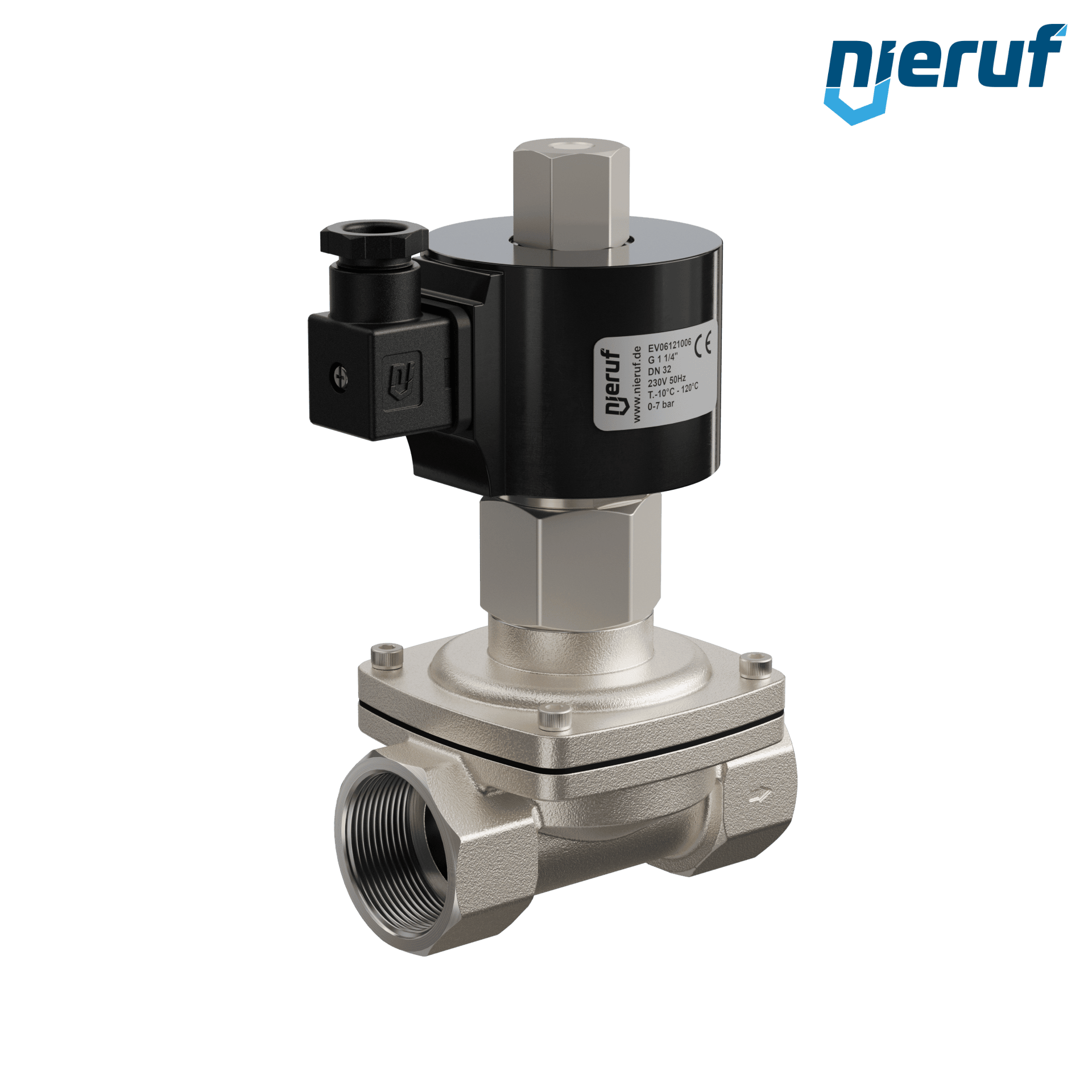 elettrovalvola DN32 G 1 1/4" pollici acciaio inossidabile EV06 FKM 230V 50Hz NO