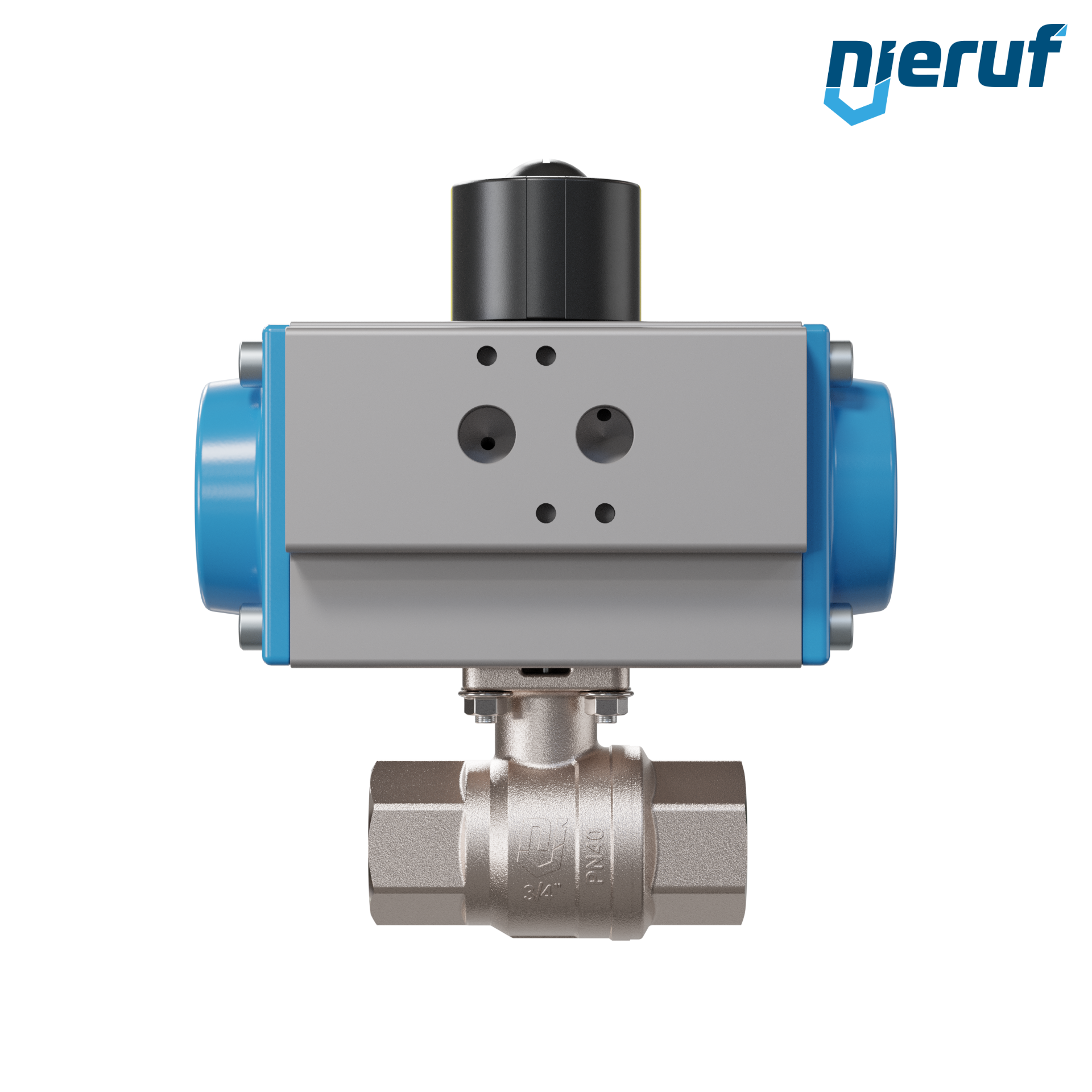 valvola a sfera automatica con manicotto DN20 - 3/4" pollici azionamento rotativo pneumatico a effetto semplice apertura a molla PK01