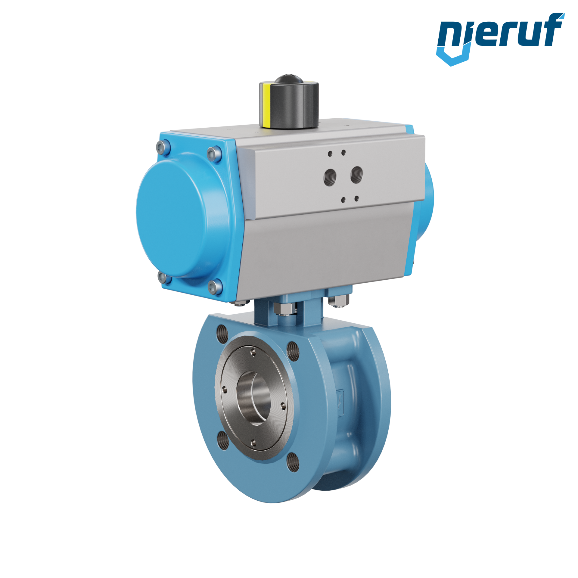 valvola a sfera flangiata dal design compatto DN40 PK06 azionamento rotativo pneumatico a semplice effetto apertura a molla
