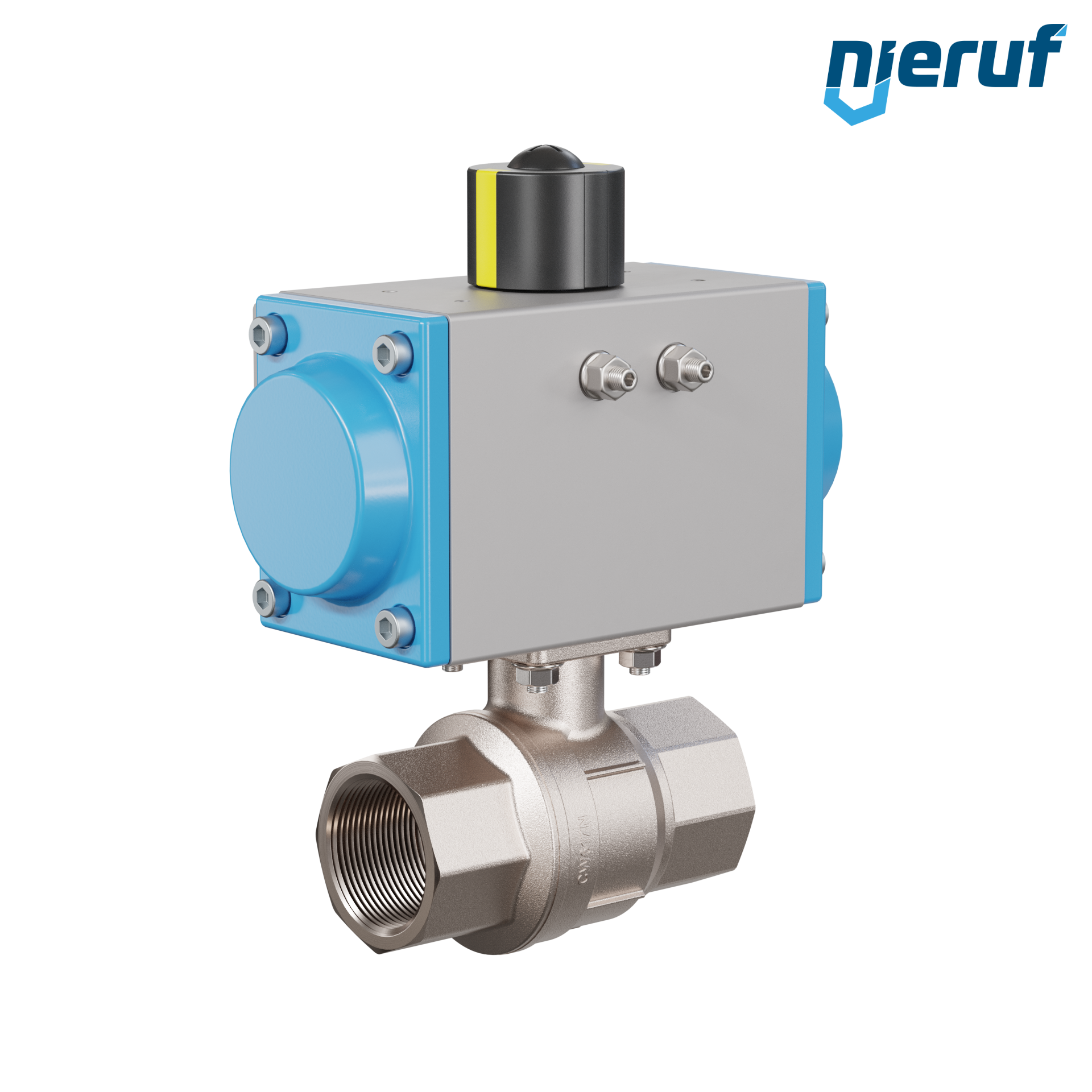 valvola a sfera automatica con manicotto DN32 - 1 1/4" pollici azionamento rotativo pneumatico a effetto semplice apertura a molla PK01