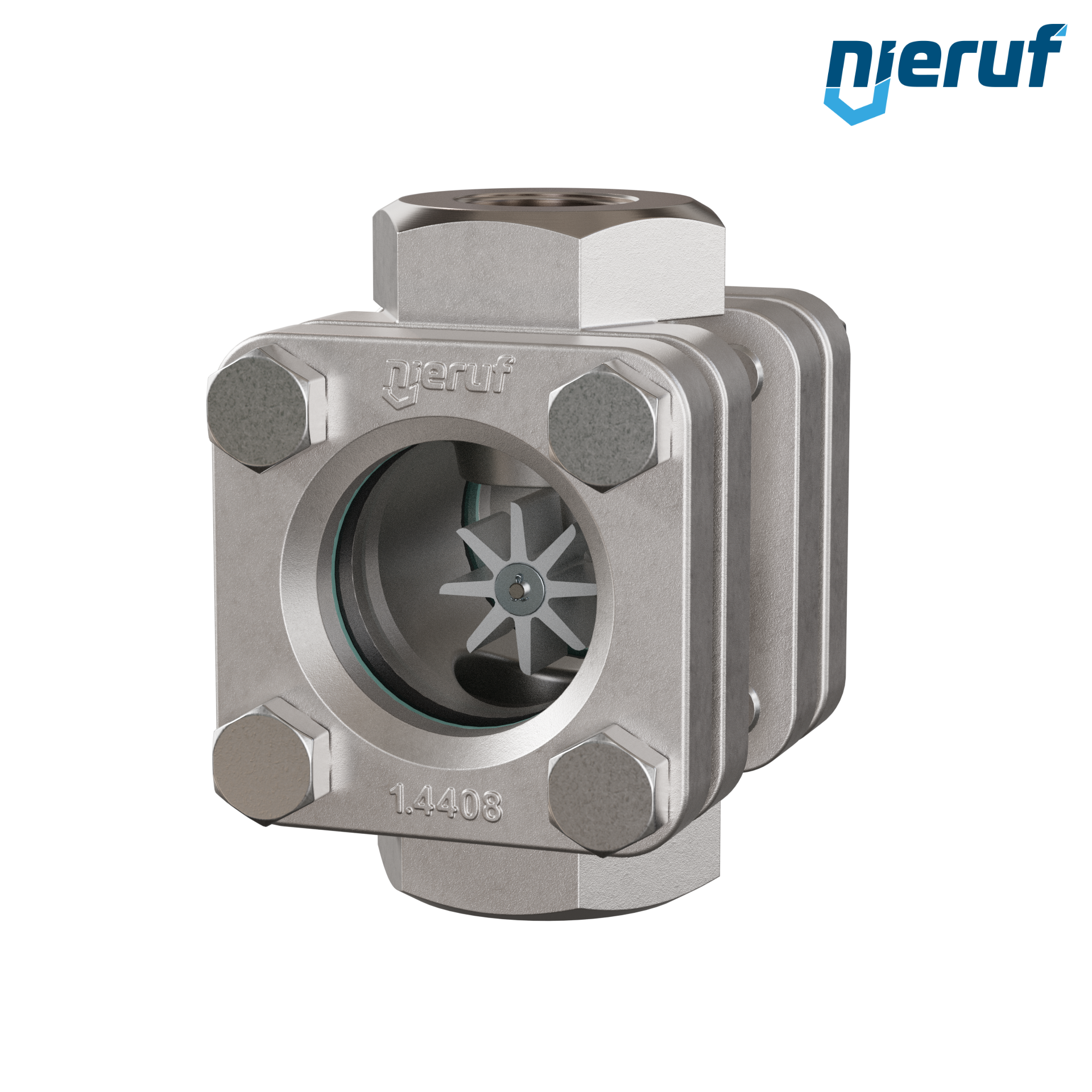 spia visiva / indicatore di flusso G 1 1/4" pollici acciaio inossidabile vetro borosilicato versione con rotore in PTFE