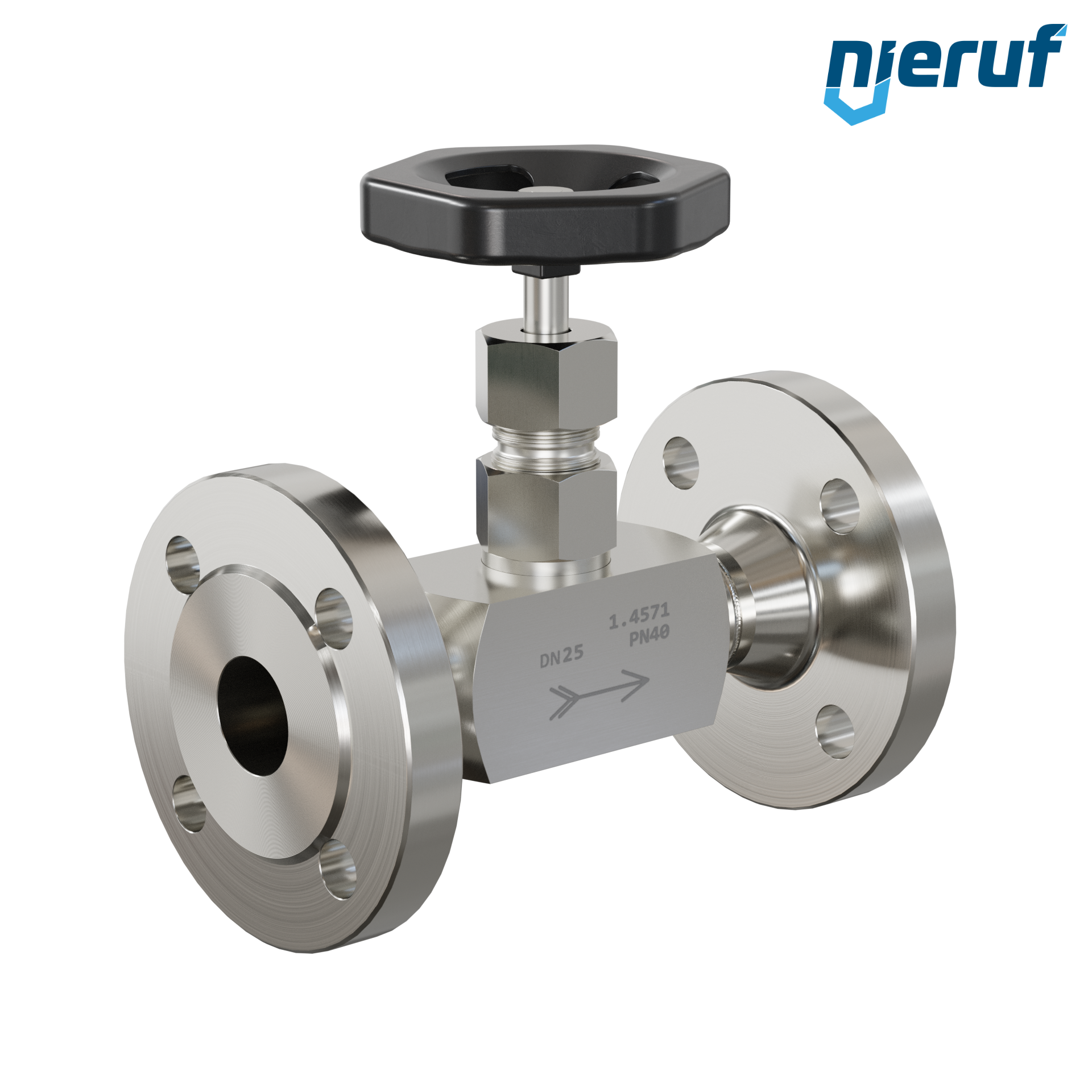 valvola a spillo flangiata NV04 DN25 PN40 acciaio inossidabile 1.4571