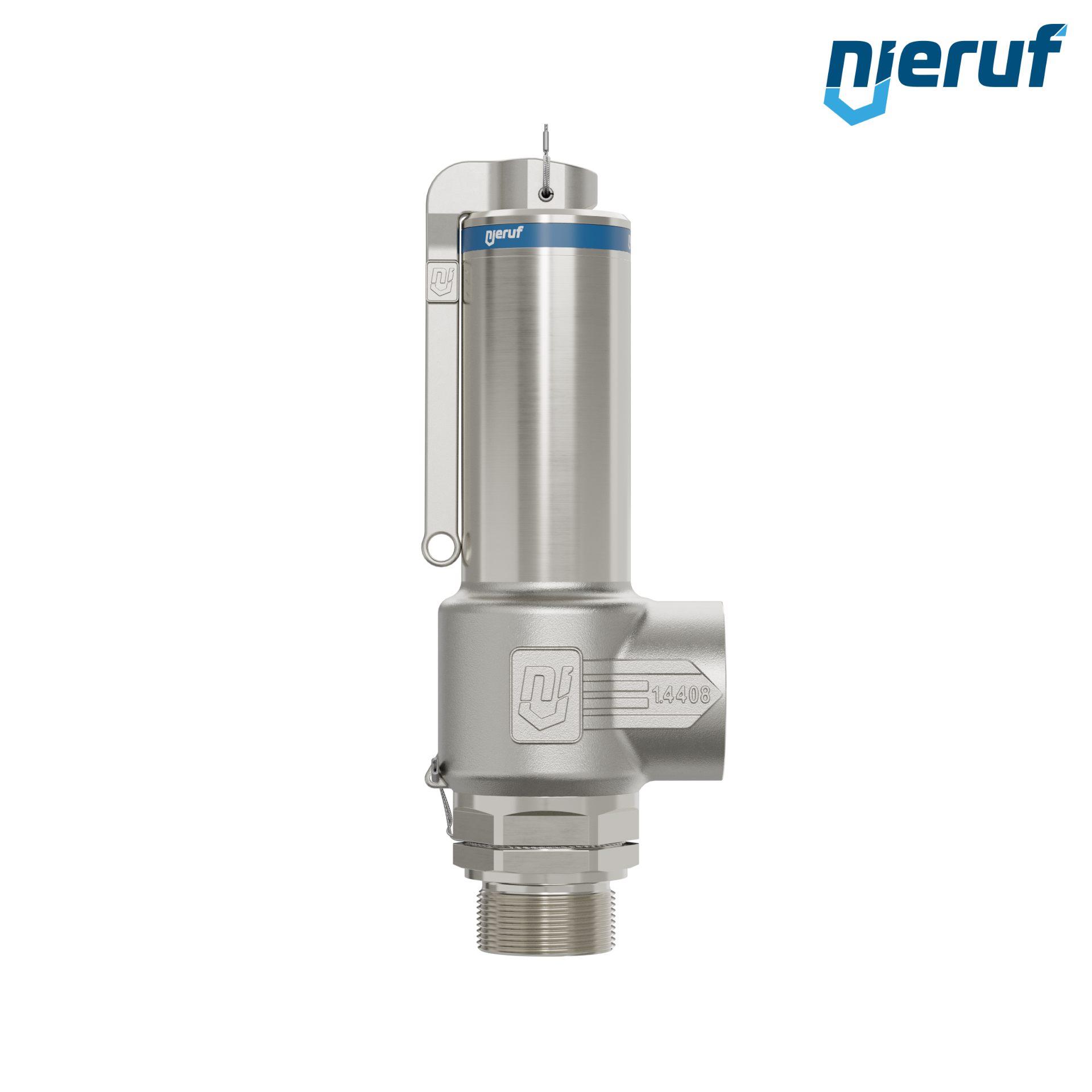 valvola di sicurezza criogenica DN25 1 1/4"  M x 1 1/2" F SV14, acciaio inox PTFE, con leva