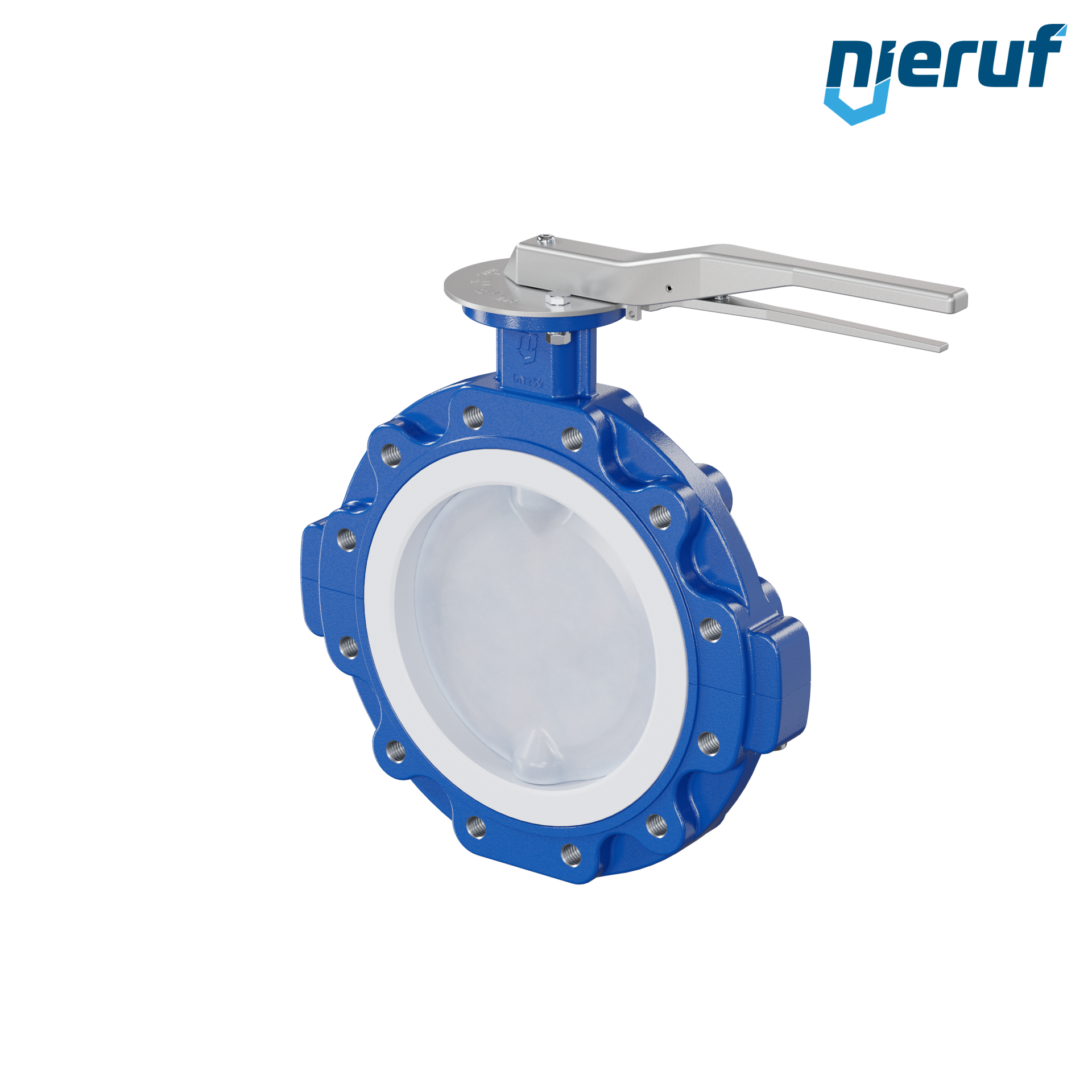 valvola a farfalla PFA PTFE AK10 DN250 PN10 leva inserto in FKM