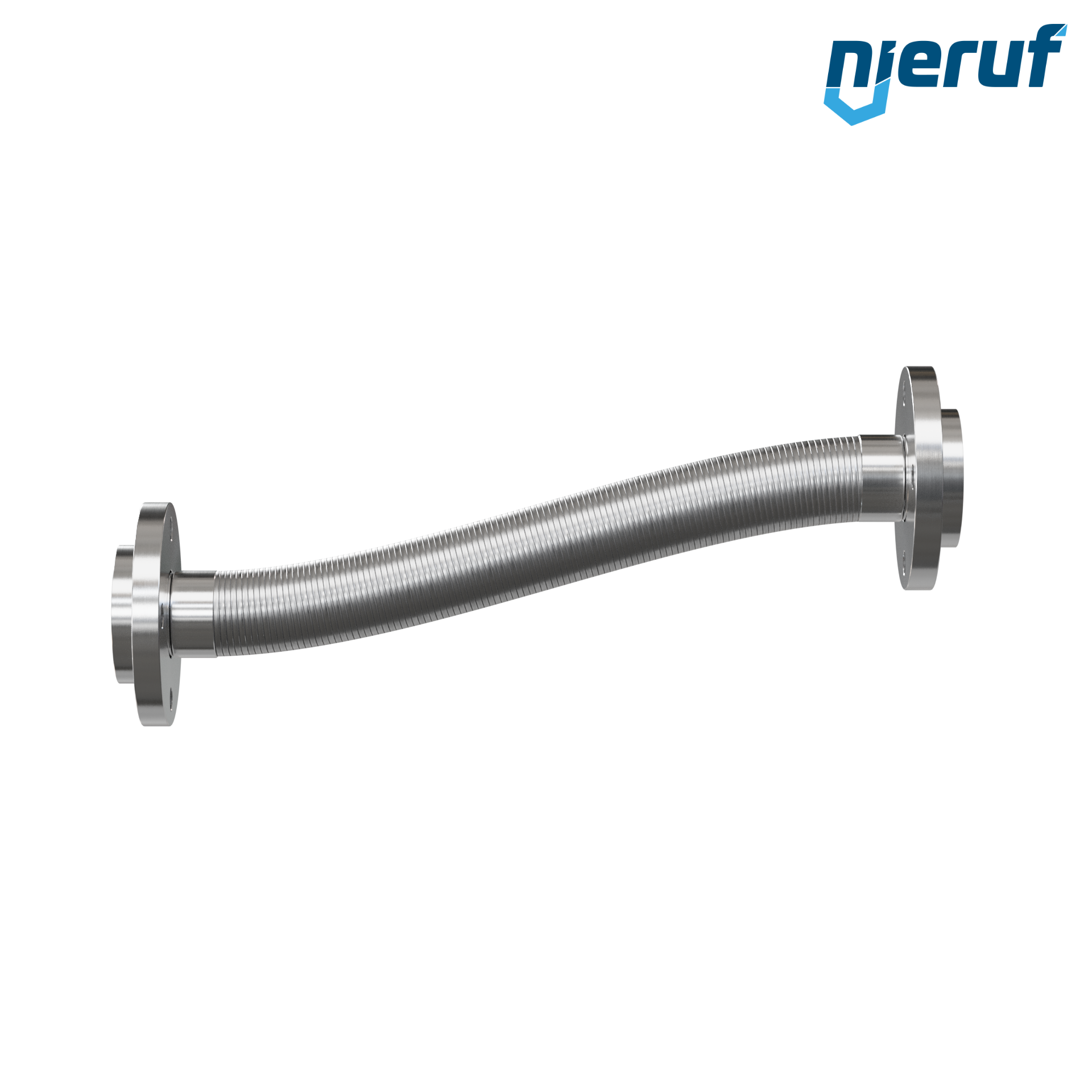 Tubo corrugato in acciaio inossidabile ES01 DN50 - 2" pollici con treccia doppia e flangia girevole Lunghezza 1000 mm