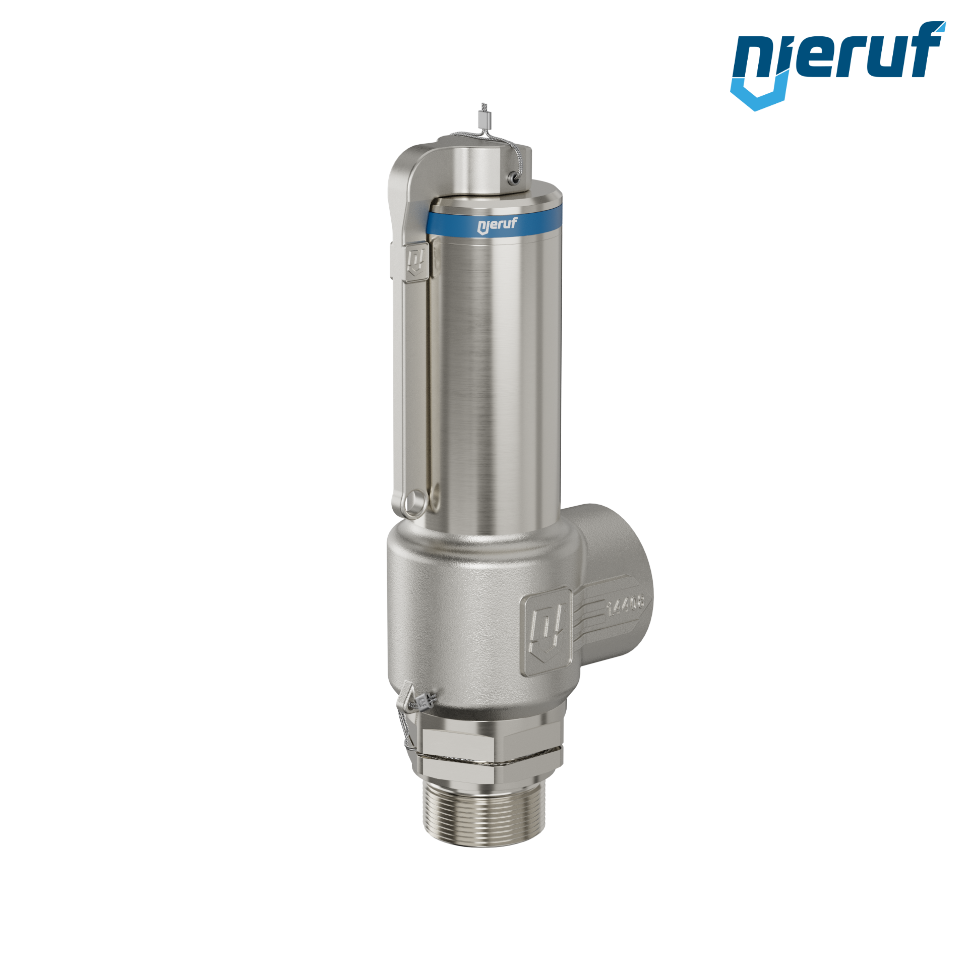 valvola di sicurezza criogenica DN25 1 1/4"  M x 1 1/2" F SV14, acciaio inox PTFE, con leva