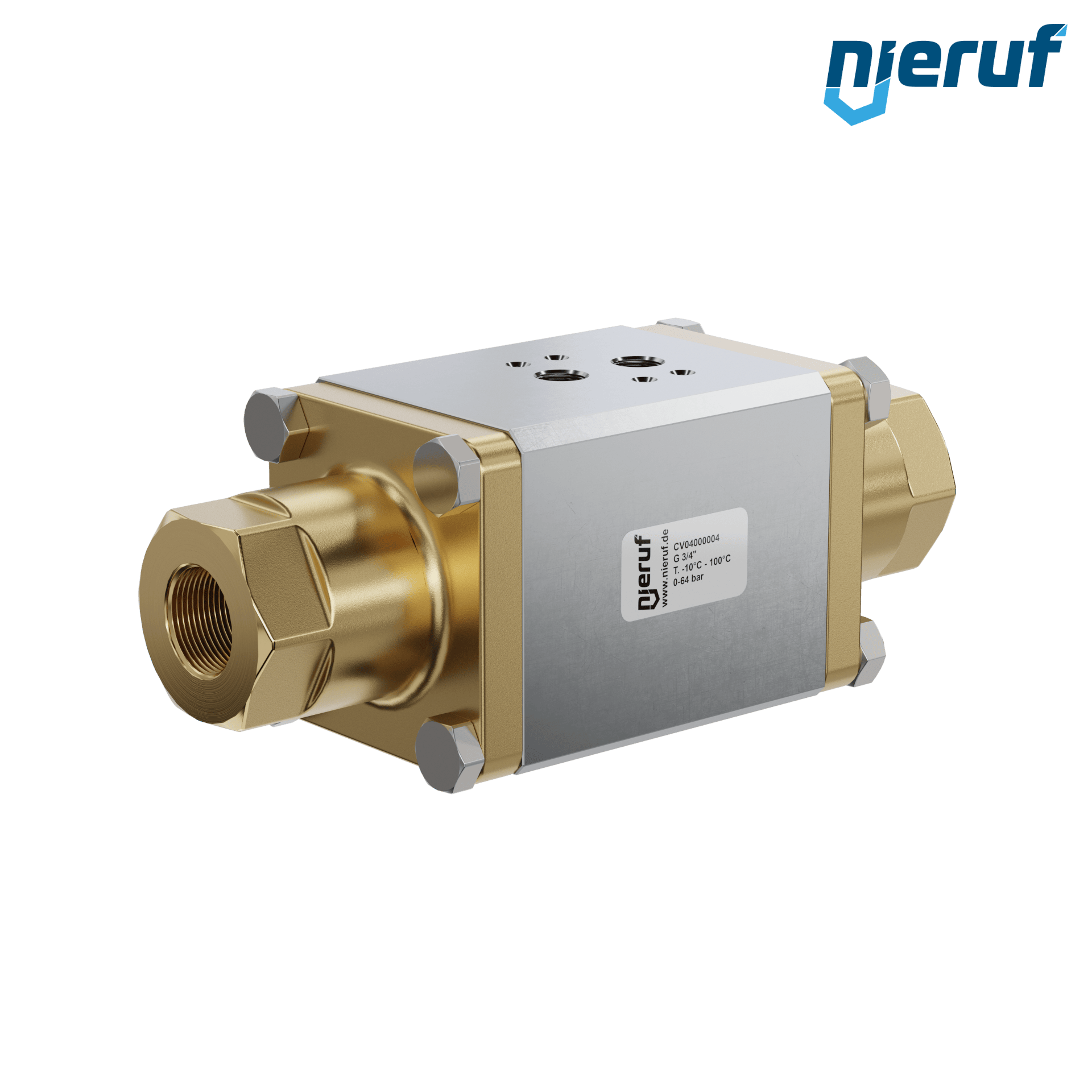 valvola coassiale a 2/2 vie CV04 3/4" pollici filettatura interna - DN20 ottone max. 64 bar NC