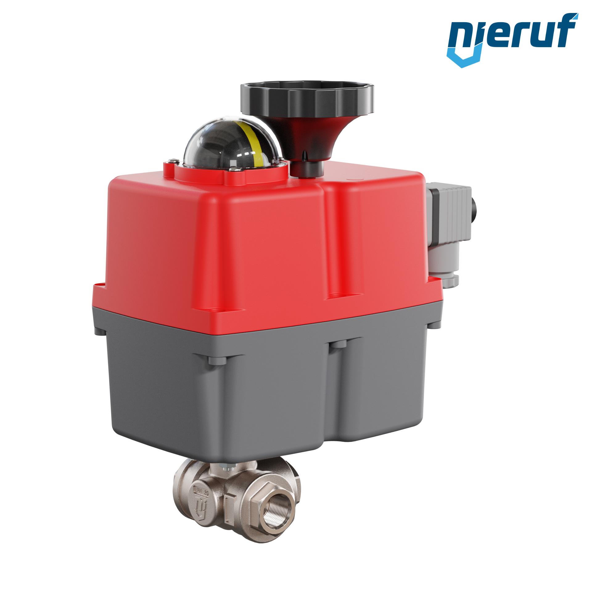 valvola a sfera a 3 vie con attuatore elettrico 24-240V DN10 - 3/8" pollici ottone a passaggio totale con incavo a forma di T