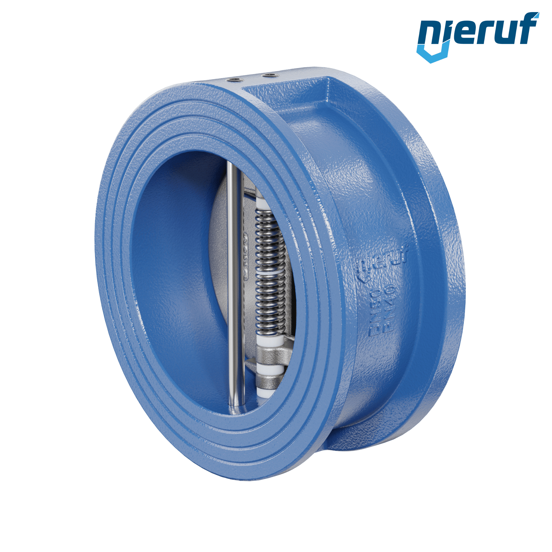 valvola di ritegno a doppio battente DN50 ANSI150 DR02 ANSI 150 GGG40 con rivestimento epossidico blu 180µm  FKM