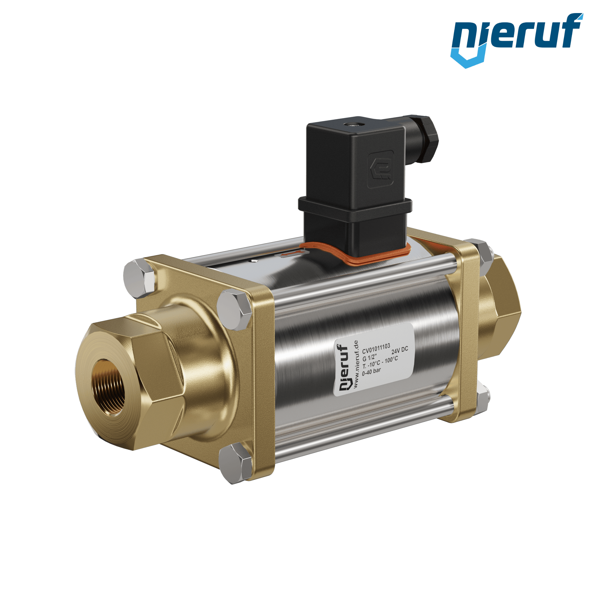 valvola coassiale 1/2" pollici filettatura interna - DN15 ottone 24V DC NO - per applicazione con acqua