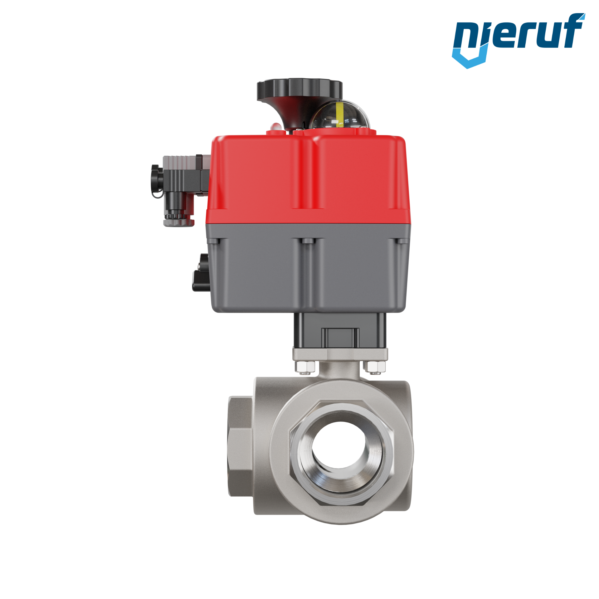valvola a sfera a 3 vie con attuatore elettrico 24-240V DN50 - 2" pollici acciaio inossidabile a passaggio ridotto con incavo a forma di T