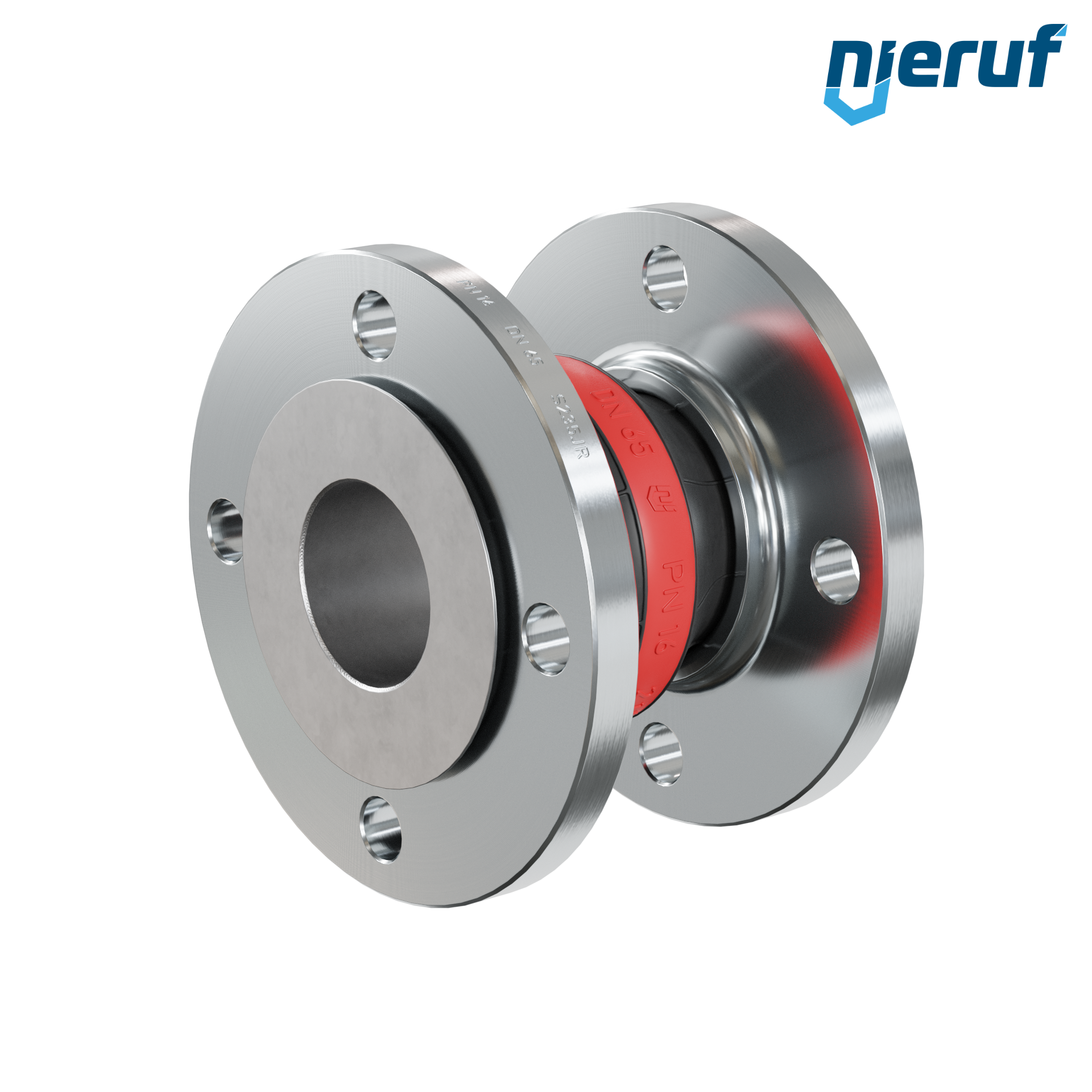 Compensatore in gomma per acqua potabile con tubo convogliatore DN65 PN16 tipo KP04 flange in acciaio EPDM