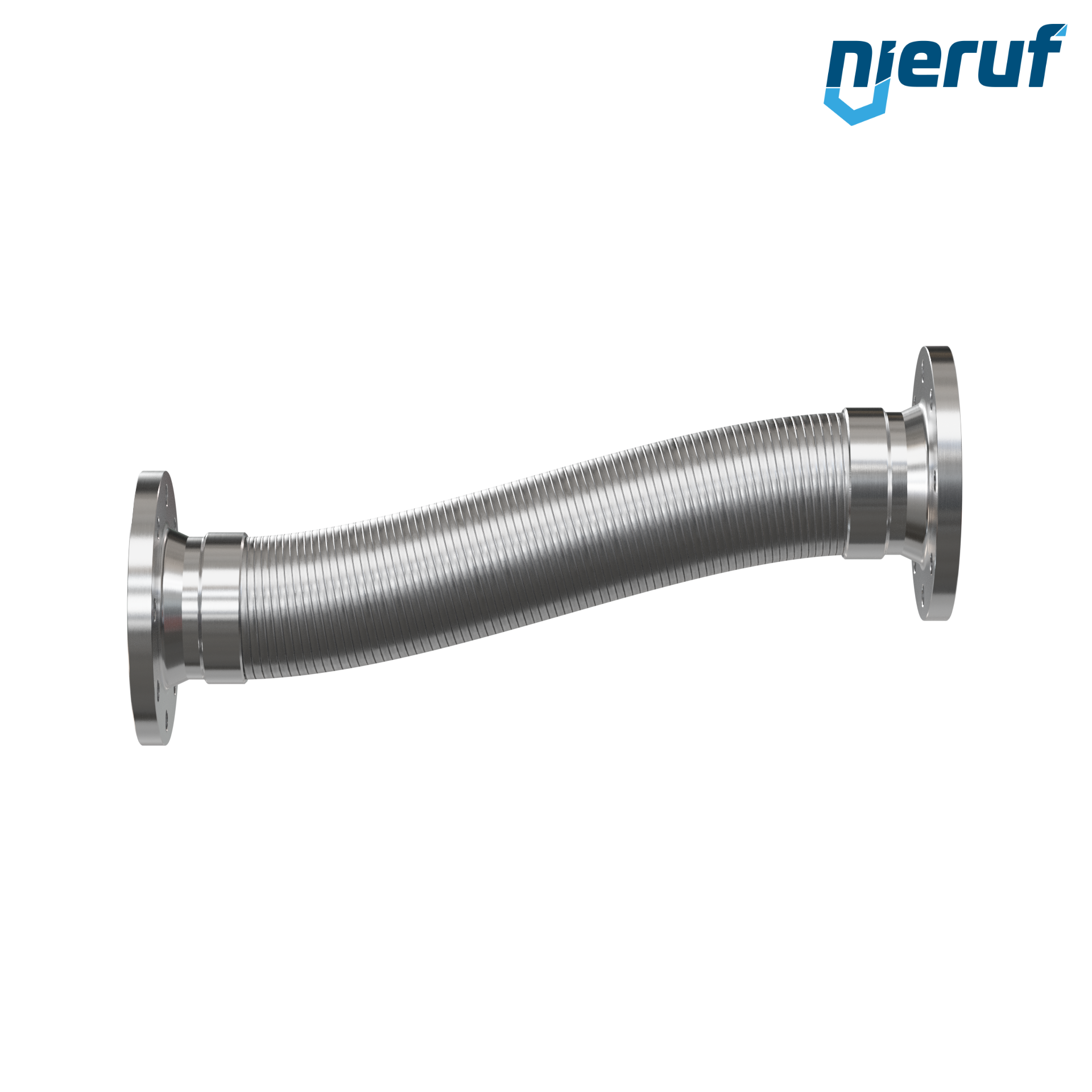 Tubo corrugato in acciaio inossidabile ES01 DN100 - 4" pollici con treccia doppia e flangia fissa Lunghezza 1000 mm