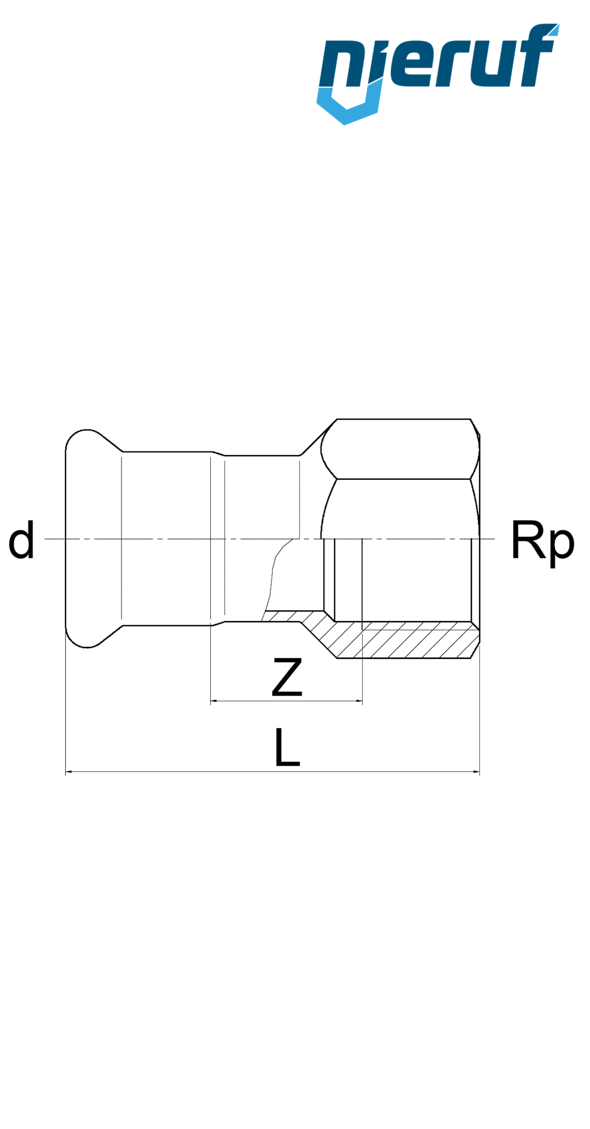 Manguito de transición Pressfitting H DN15 - 18,0 mm rosca hembra 3/4" acero inoxidable