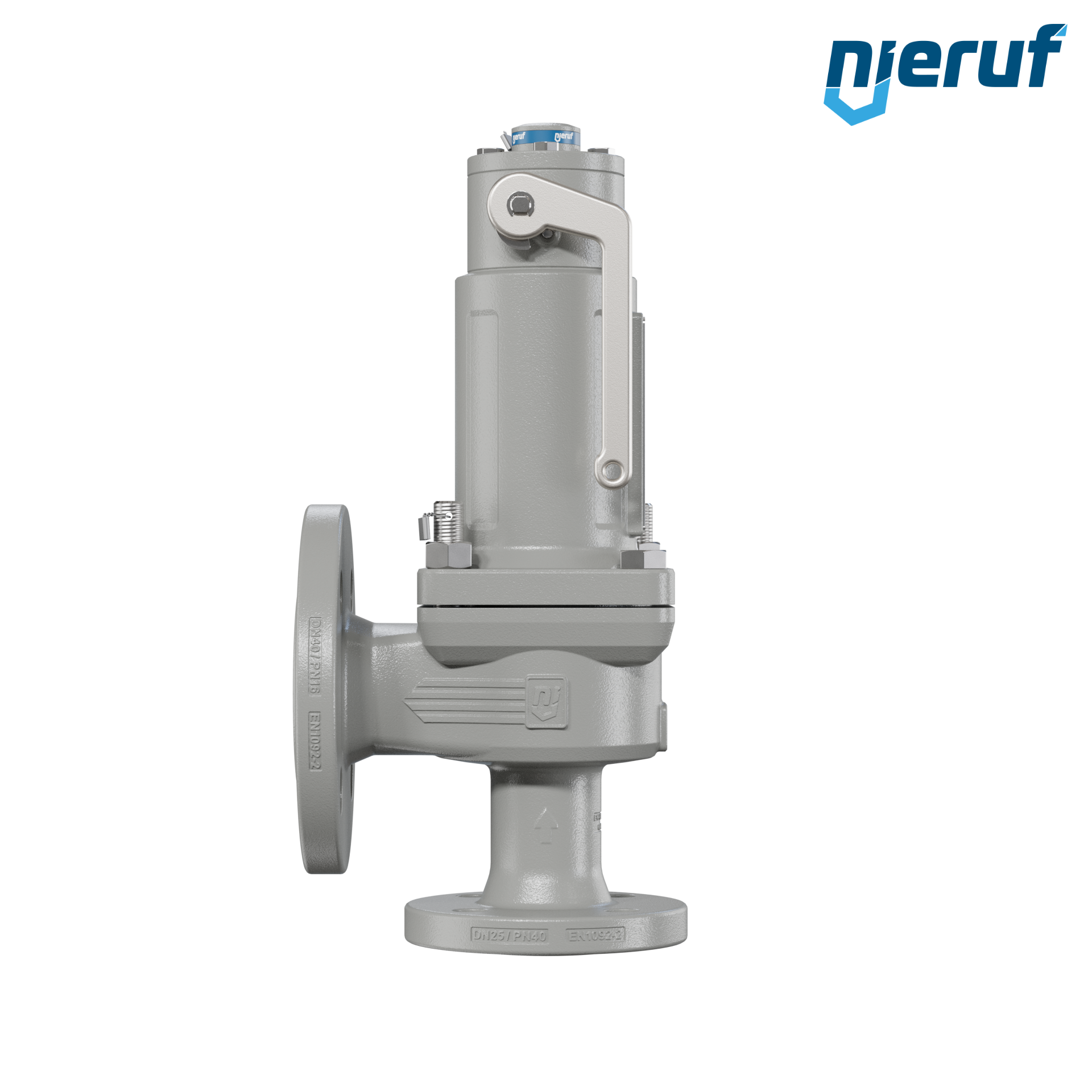 valvola di sicurezza flangiata DN25/DN40 SF06, cappello della molla a tenuta di gas (antigas) PTFE, dispositivo di sollevamento con leva