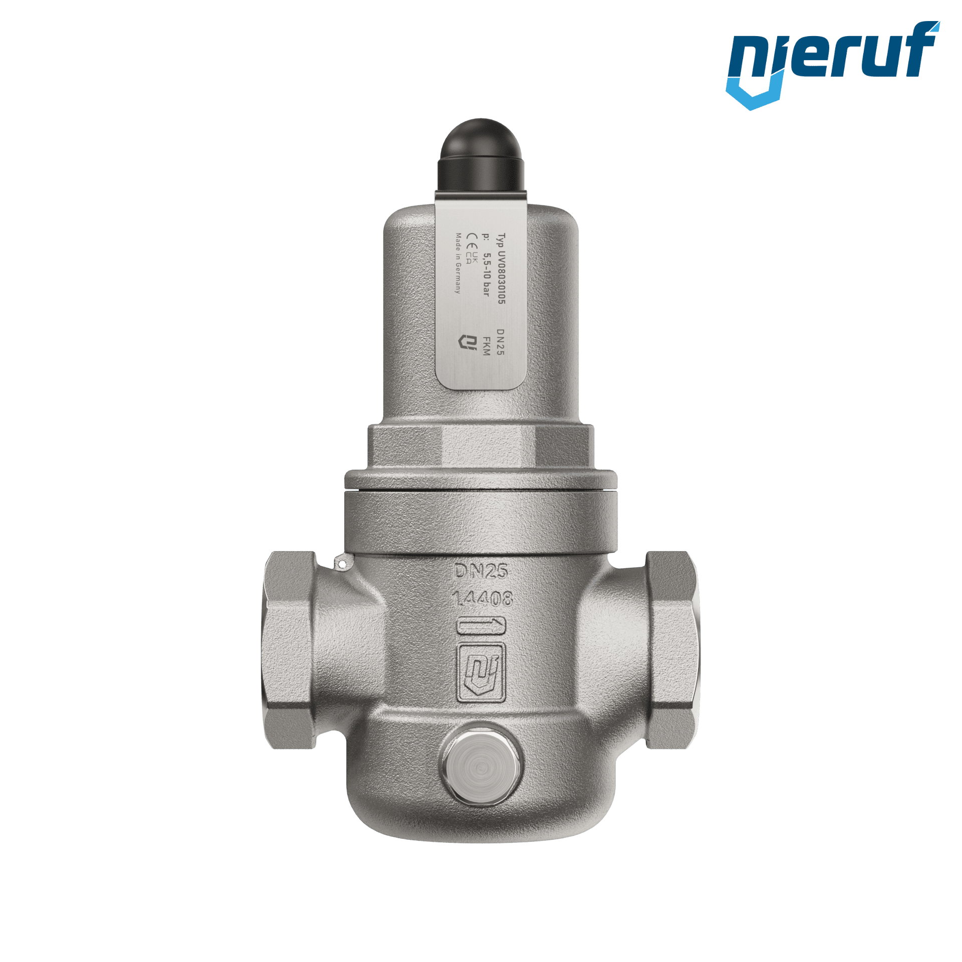 valvola di troppo pieno a pressione differenziale 1" pollici filettat. int UV08 acciaio inossidabile AISI 316L 5,5 - 10,0 bar