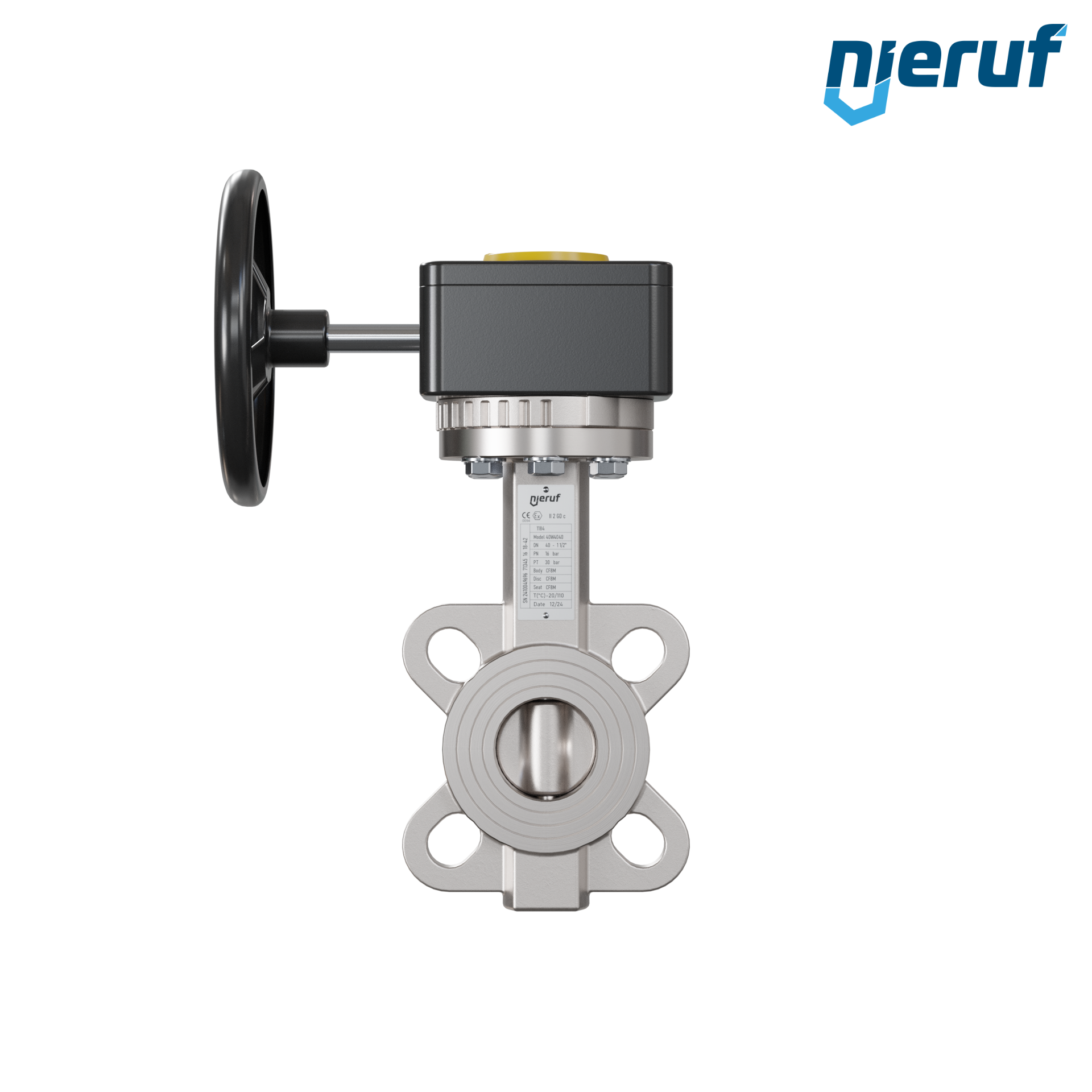 valvola a farfalla in acciaio inossidabile DN40 PN16 AK08 metallo volantino