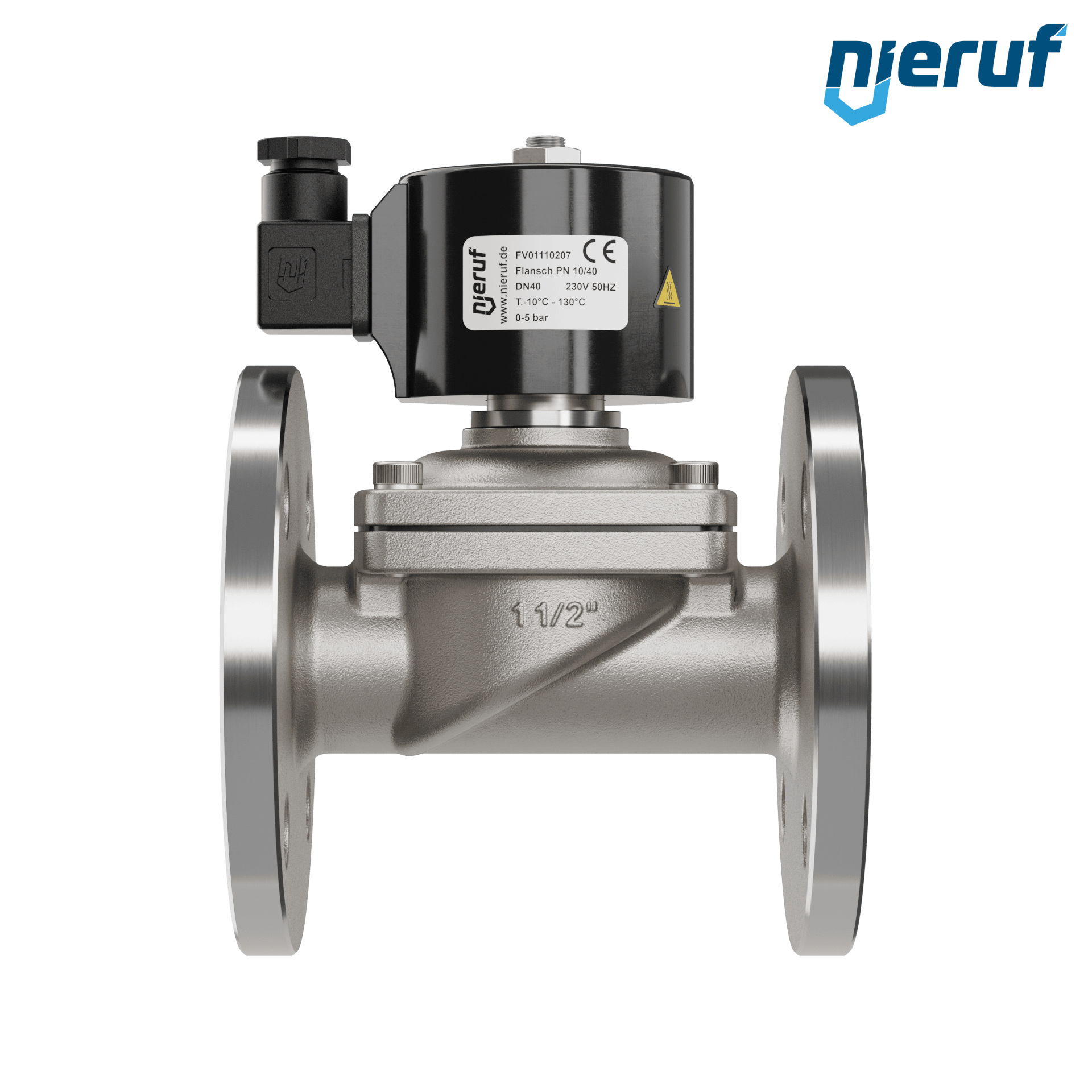 elettrovalvola per il vuoto con flangia DN40 acciaio inossidabile FV01 EPDM 230V 50Hz