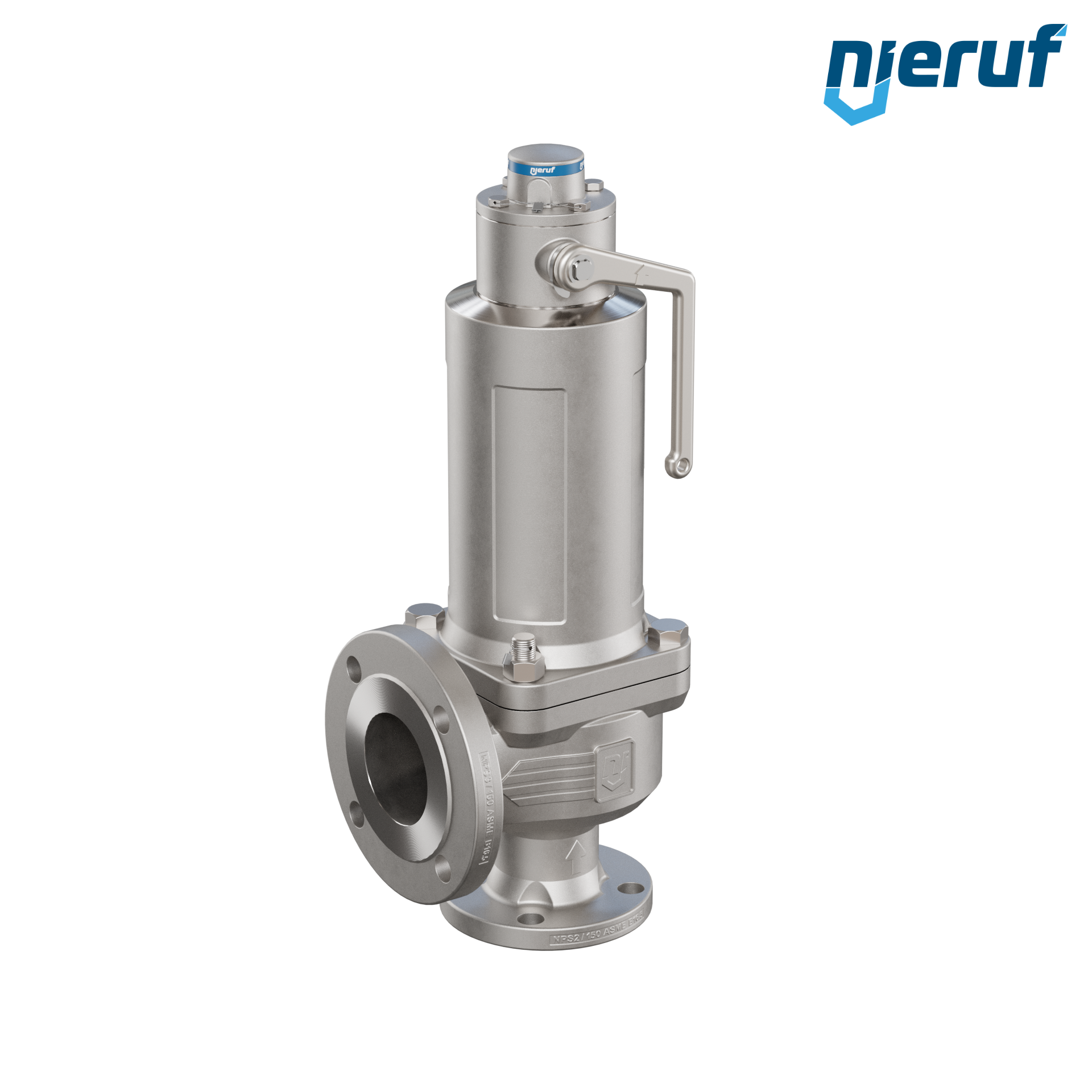 valvola di sicurezza flangiata ASME fluidi liquidi a tenuta di gas ANSI 150 DN50 2" x 3" SF04, acciaio inossidabile, FFKM, dispositivo di sollevamento con leva