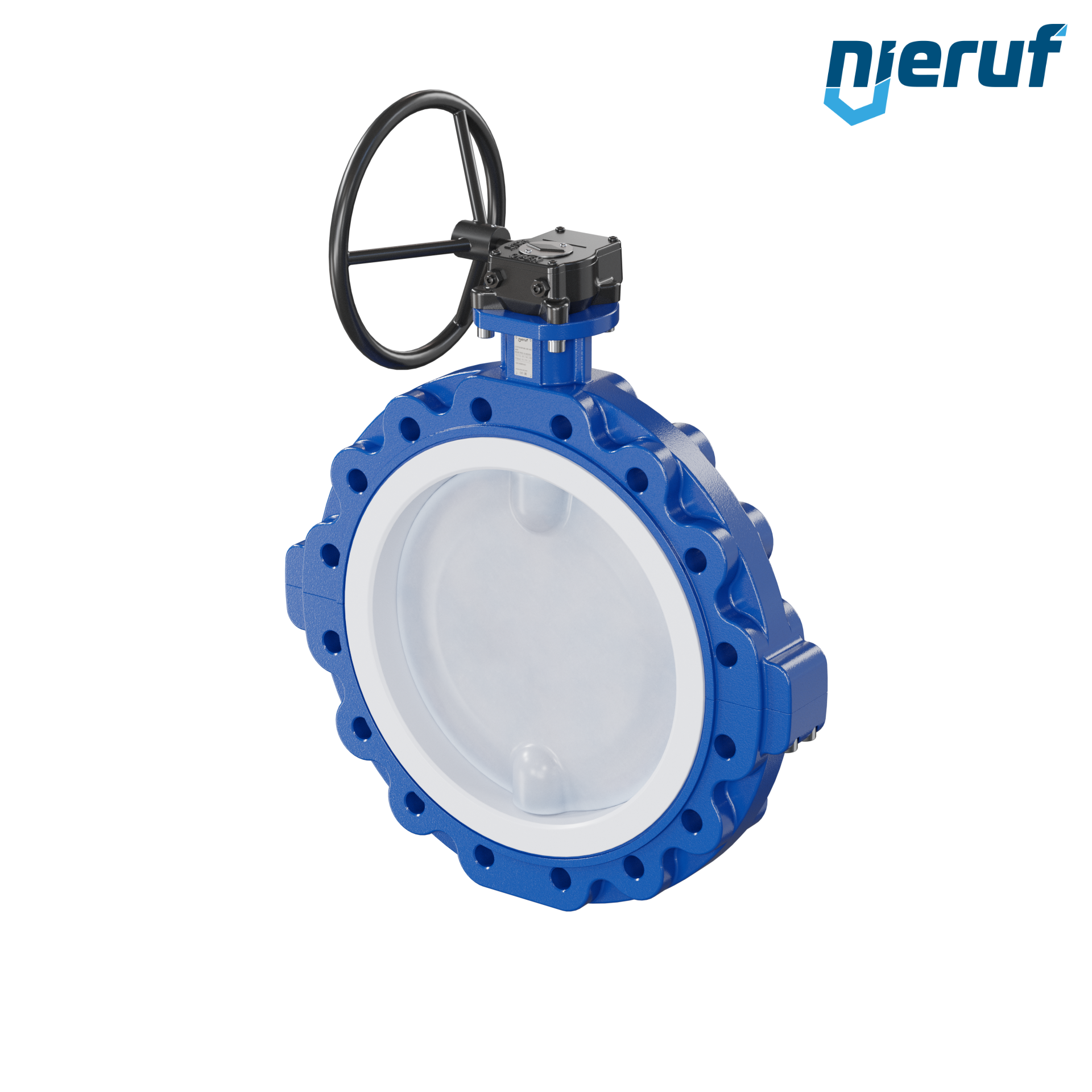 valvola a farfalla PFA PTFE AK09 DN400 PN10 volantino manuale inserto in FKM