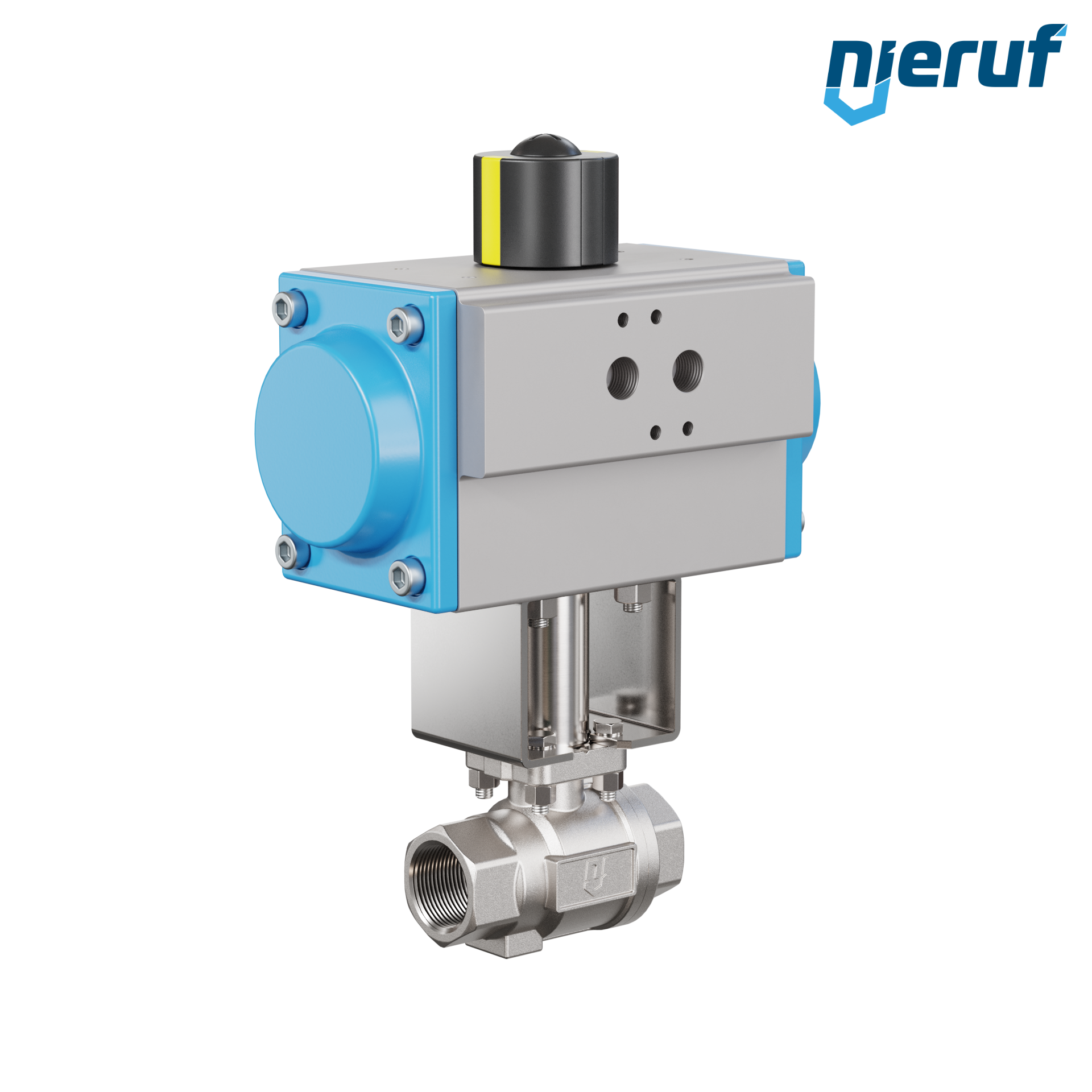valvola a sfera con attuatore pneumatico DN20 - 3/4" pollici acciaio inossidabile azionamento rotativo a effetto semplice apertura a molla PK02 DVGW W