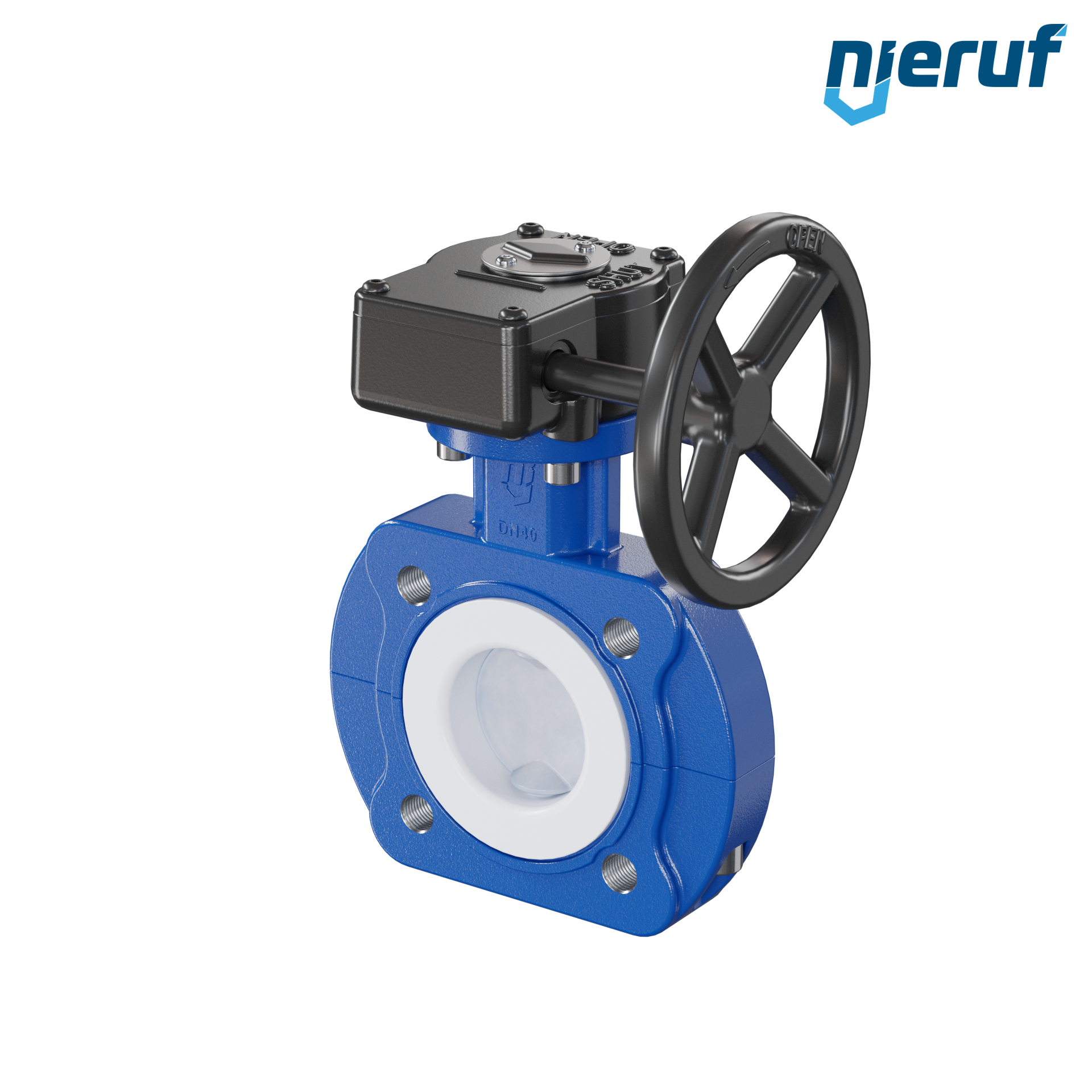 valvola a farfalla PFA PTFE AK10 DN40 ANSI150 volantino manuale inserto in FKM
