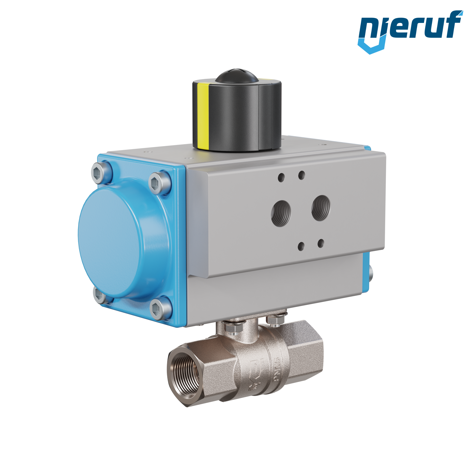 valvola a sfera automatica con manicotto DN15 - 1/2" pollici azionamento rotativo pneumatico a effetto semplice apertura a molla PK01