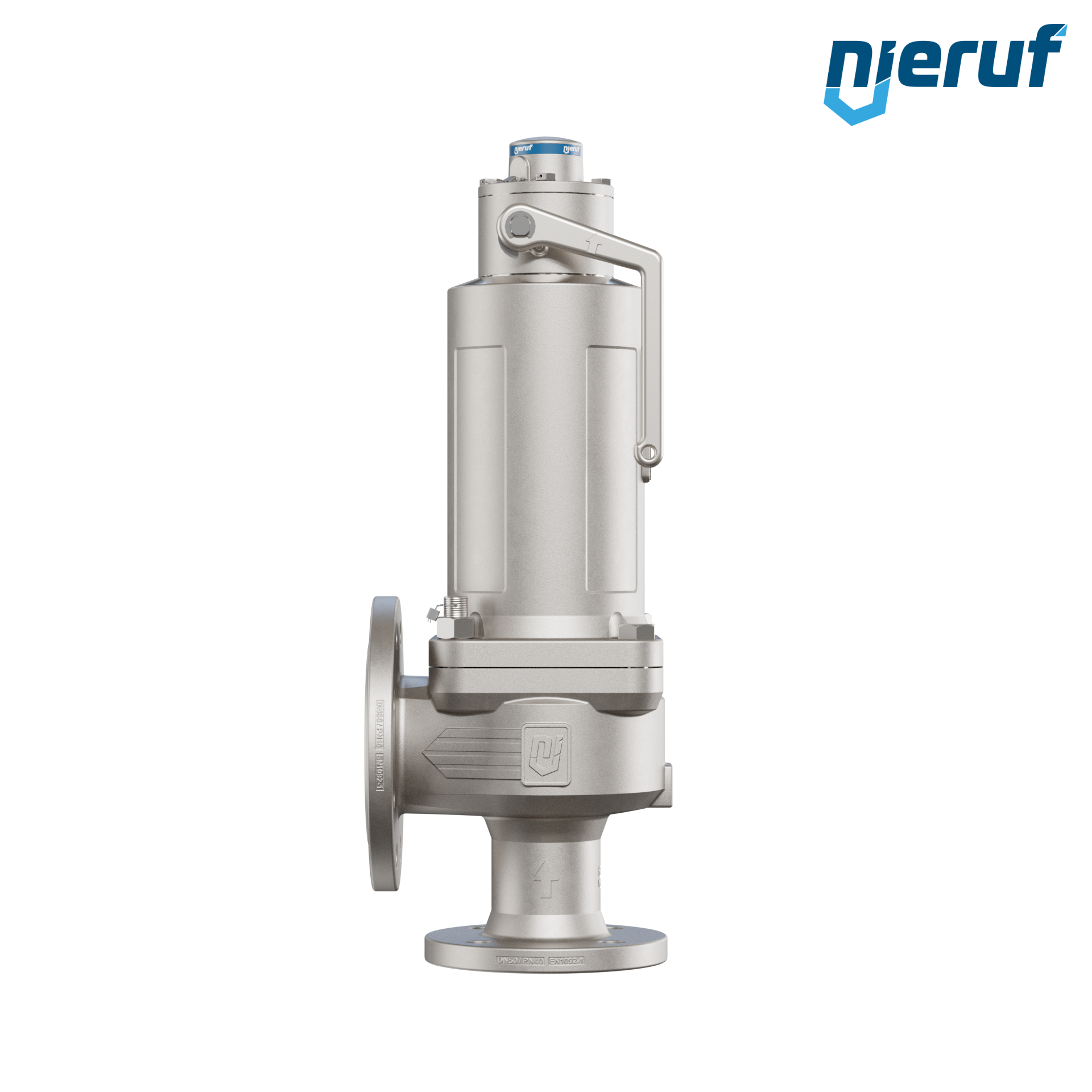valvola di sicurezza flangiata a tenuta di gas DN50/DN80 SF07, acciaio, PTFE, dispositivo di sollevamento con leva