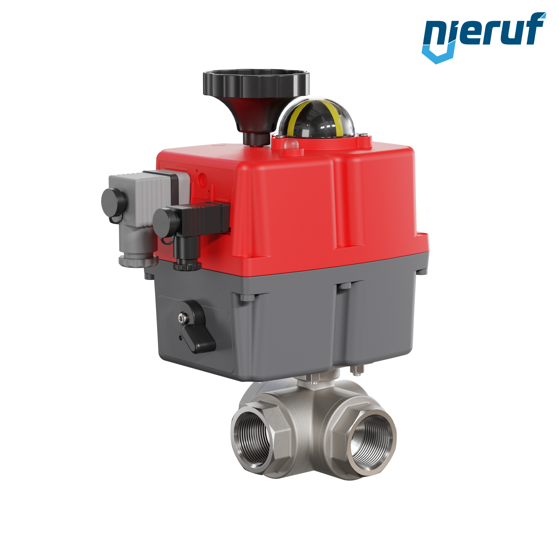 valvola a sfera a 3 vie con attuatore elettrico 24-240V DN25 - 1" pollici acciaio inossidabile a passaggio ridotto con incavo a forma di L