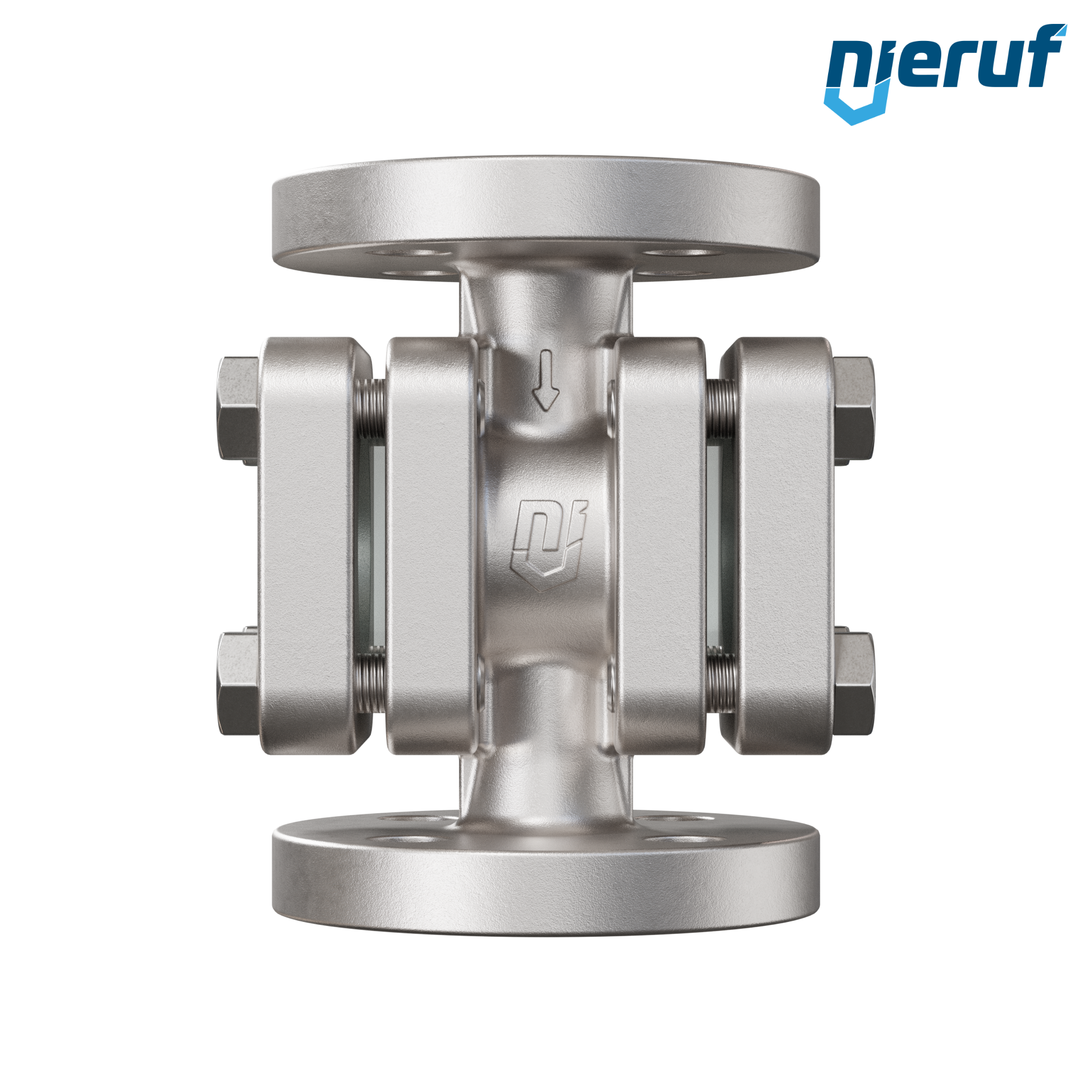 Specola visiva flangiata DN15 - 1/2" pollici acciaio inossidabile AISI 316 flangia ANSI 300 vetro borosilicato versione con rotore in PTFE