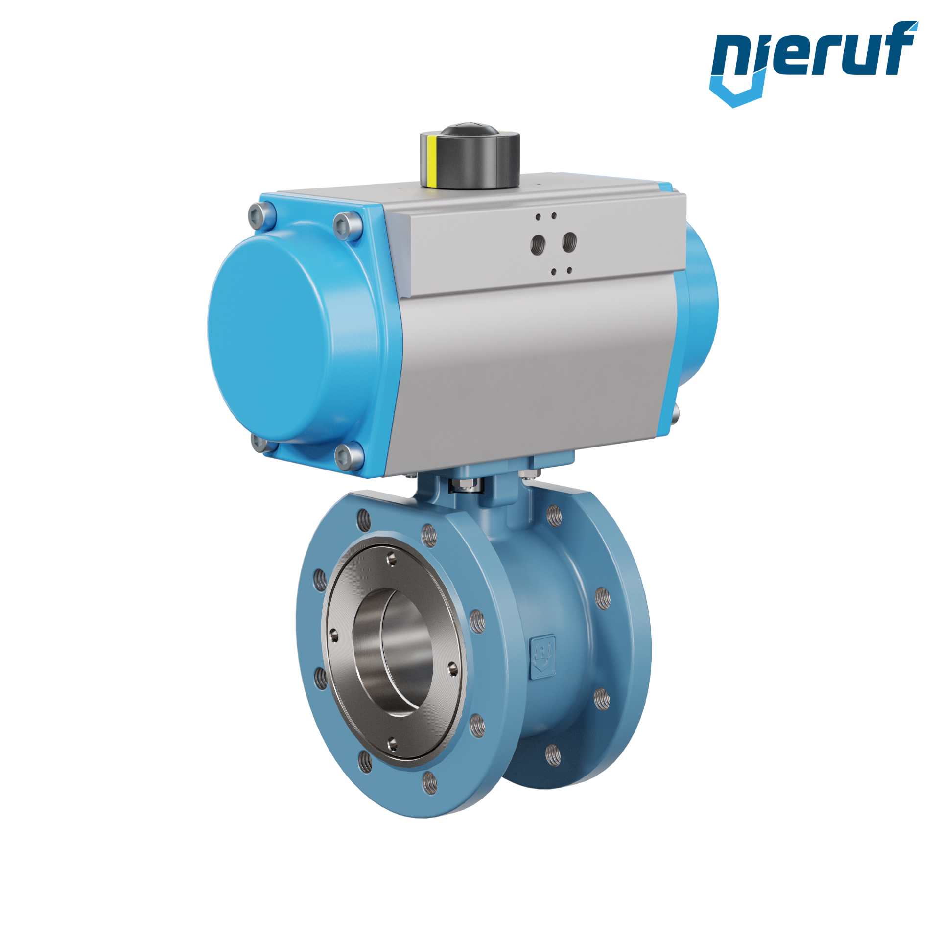 valvola a sfera flangiata dal design compatto DN80 PK06 azionamento rotativo pneumatico a semplice effetto apertura a molla