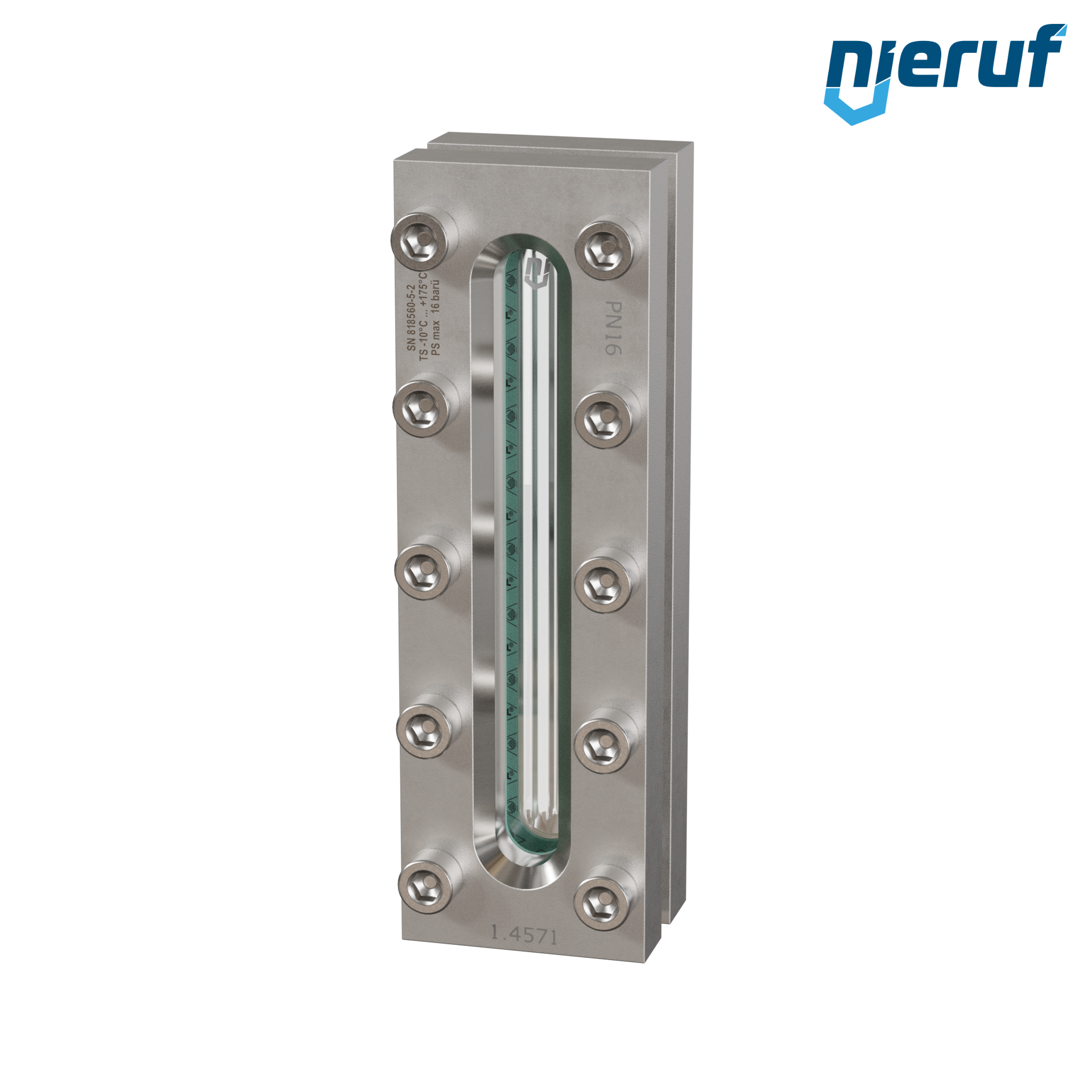 oblò di osservazione per serbatoi L=220mm  BS03 acciaio inossidabile 1.4571 vetro borosilicato, reflex 16bar