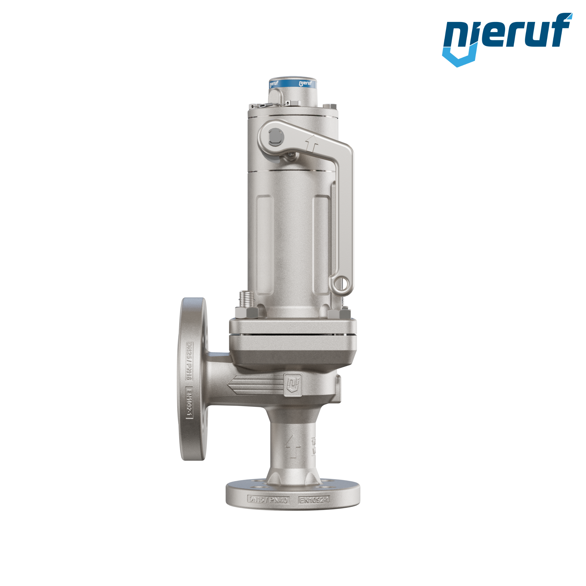 valvola di sicurezza flangiata a tenuta di gas DN15/DN25 SF07, acciaio, PTFE, dispositivo di sollevamento con leva