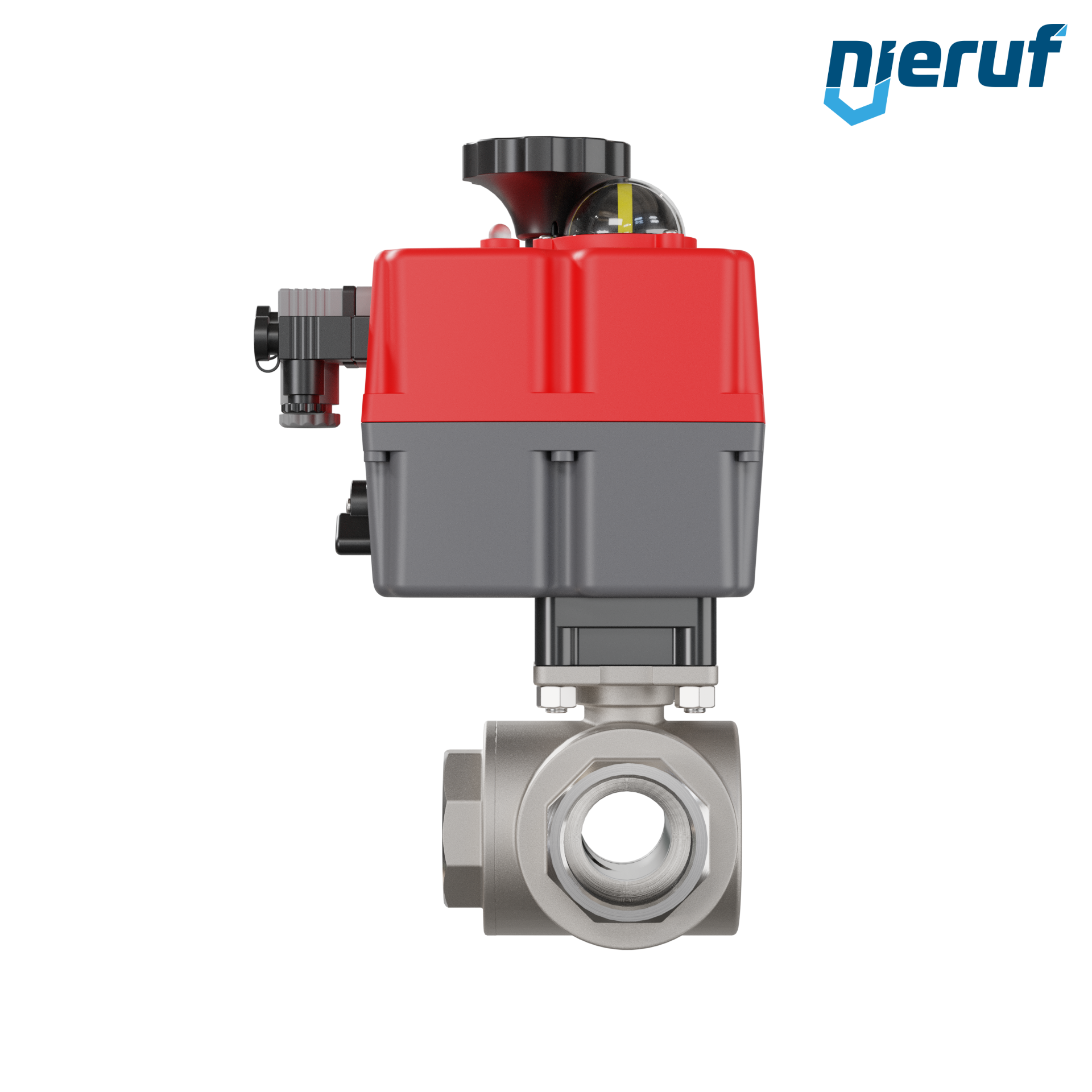 valvola a sfera a 3 vie con attuatore elettrico 24-240V DN40 - 1 1/2" pollici acciaio inossidabile a passaggio ridotto con incavo a forma di T