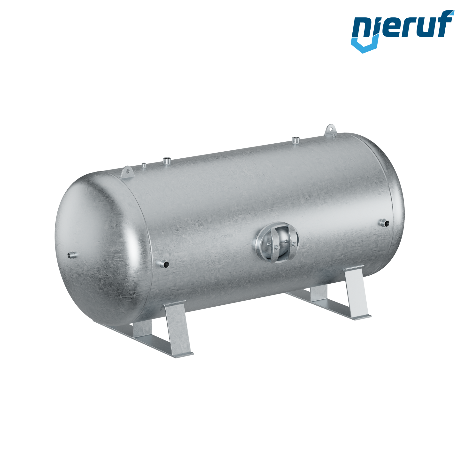 Serbatoioo a pressione orizzontale BE01 5000 litri, 0-16 bar, acciaio zincato, diametro 1400 mm