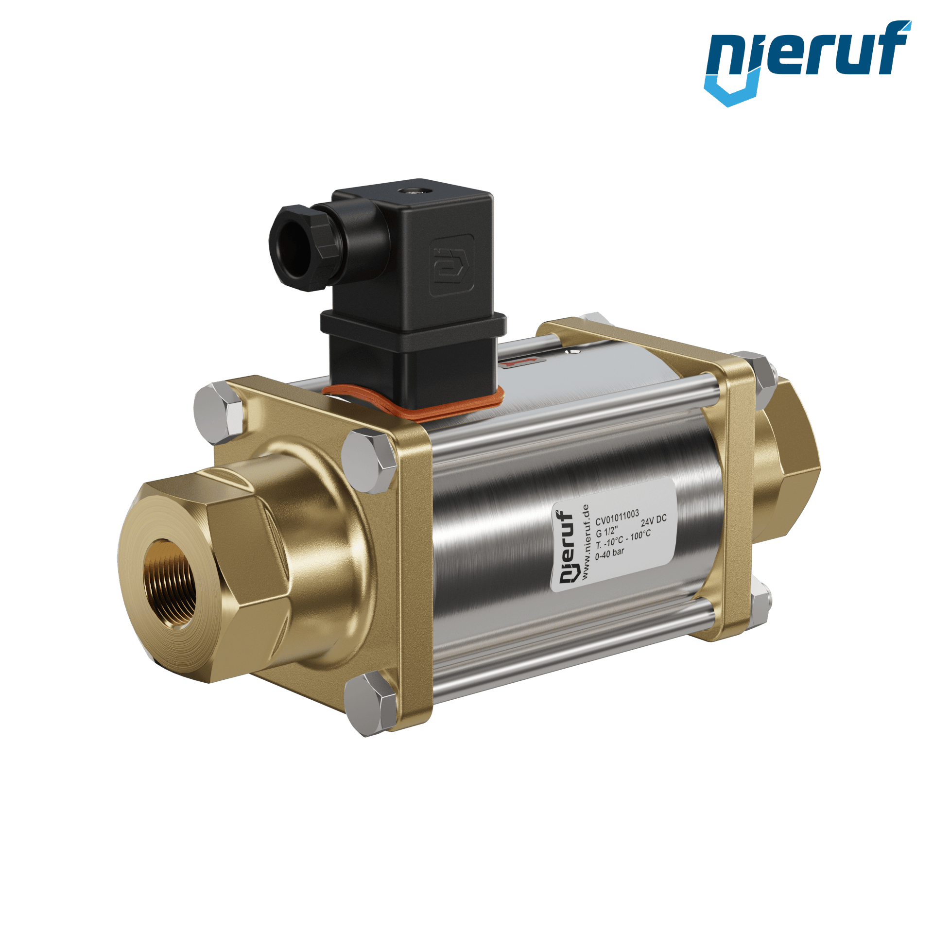 valvola coassiale 1/2" pollici filettatura interna - DN15 ottone 24V DC NC - per applicazione con acqua